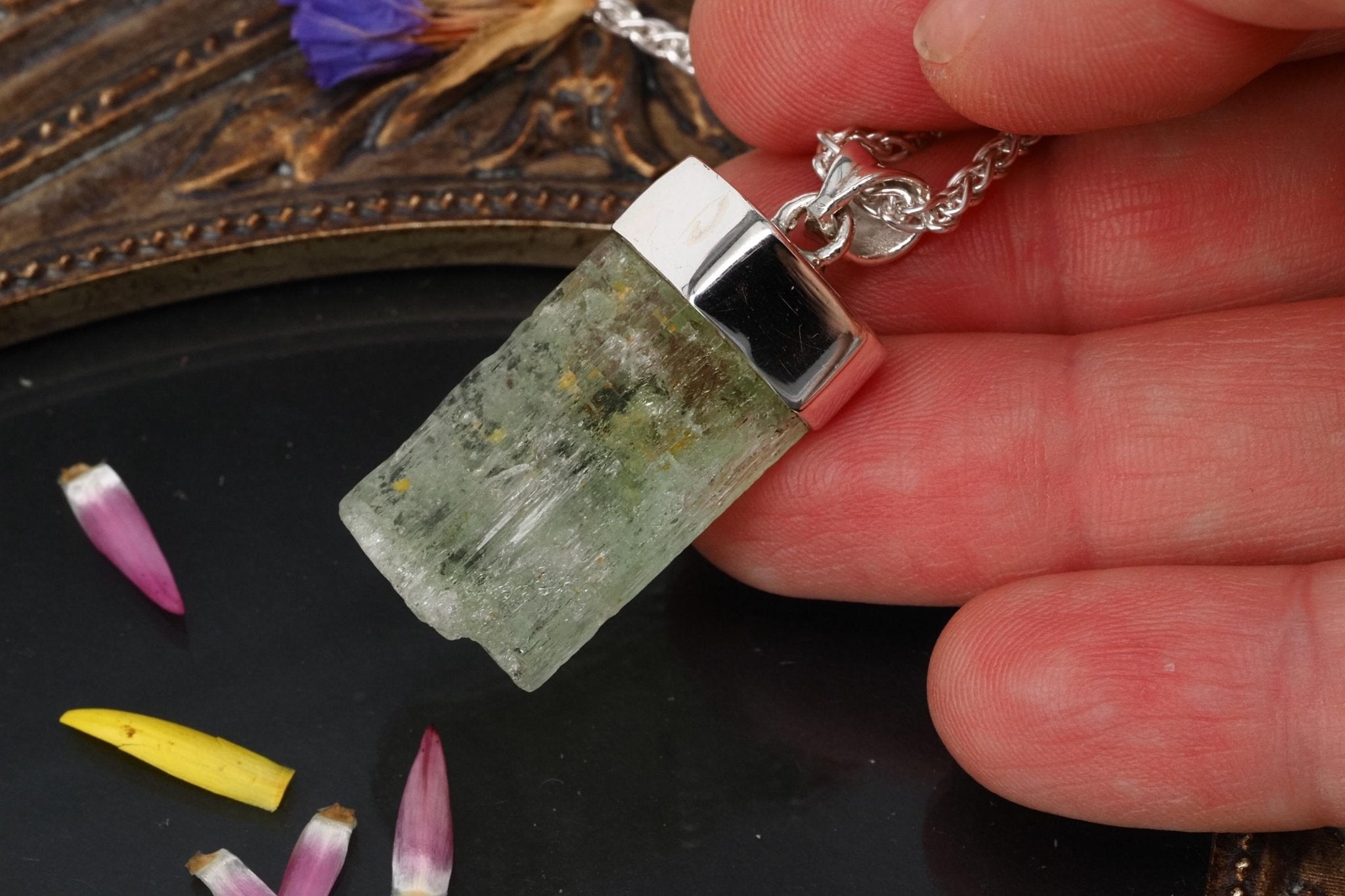 Heliodor Anhänger Silber Brasilien 37mm Länge mit Öse