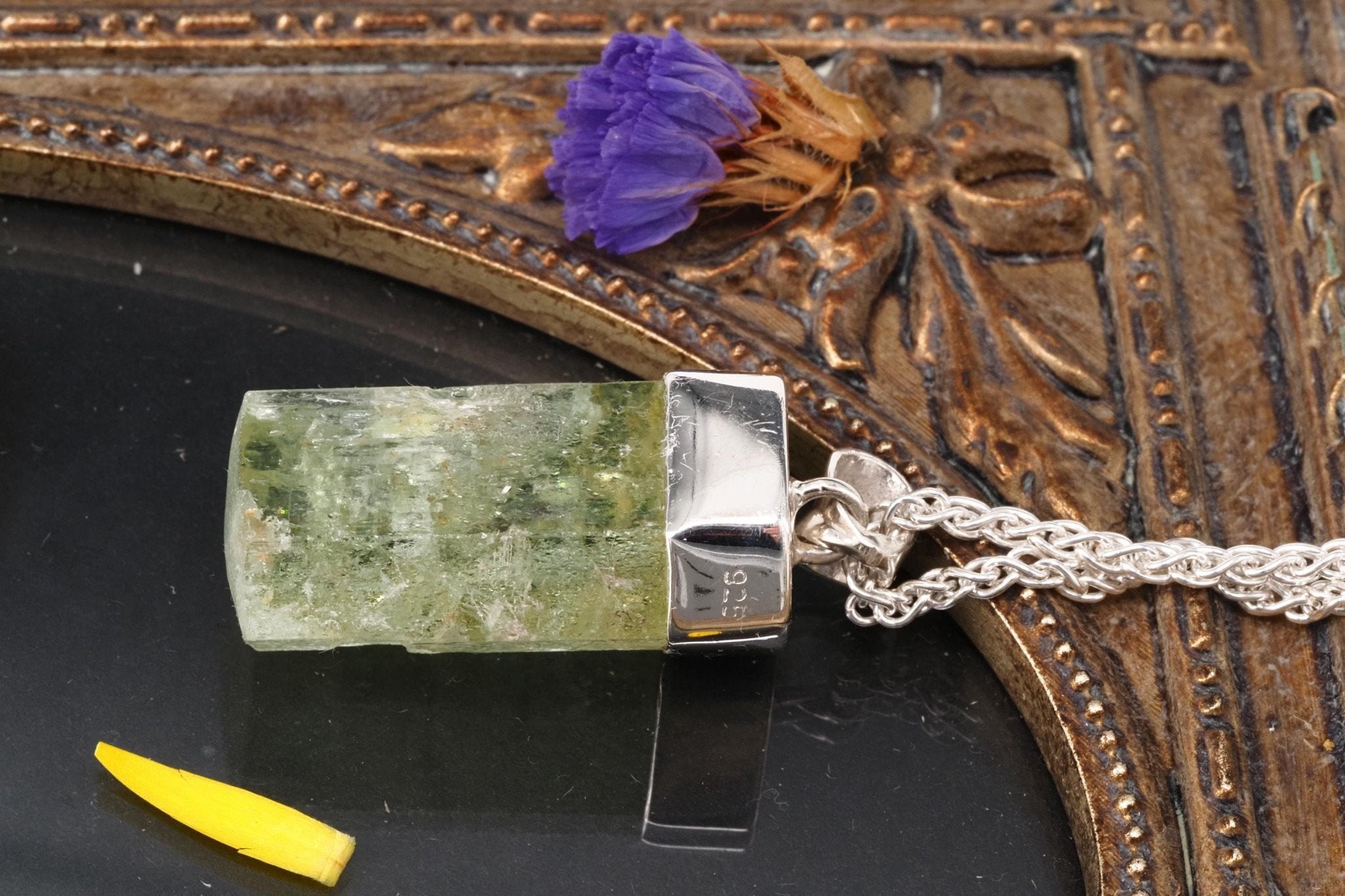 Heliodor Anhänger Silber Brasilien 37mm Länge mit Öse