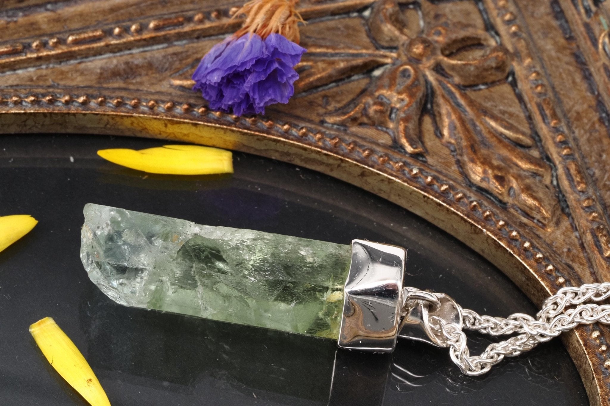 Heliodor Anhänger Silber Brasilien 41mm Länge mit Öse