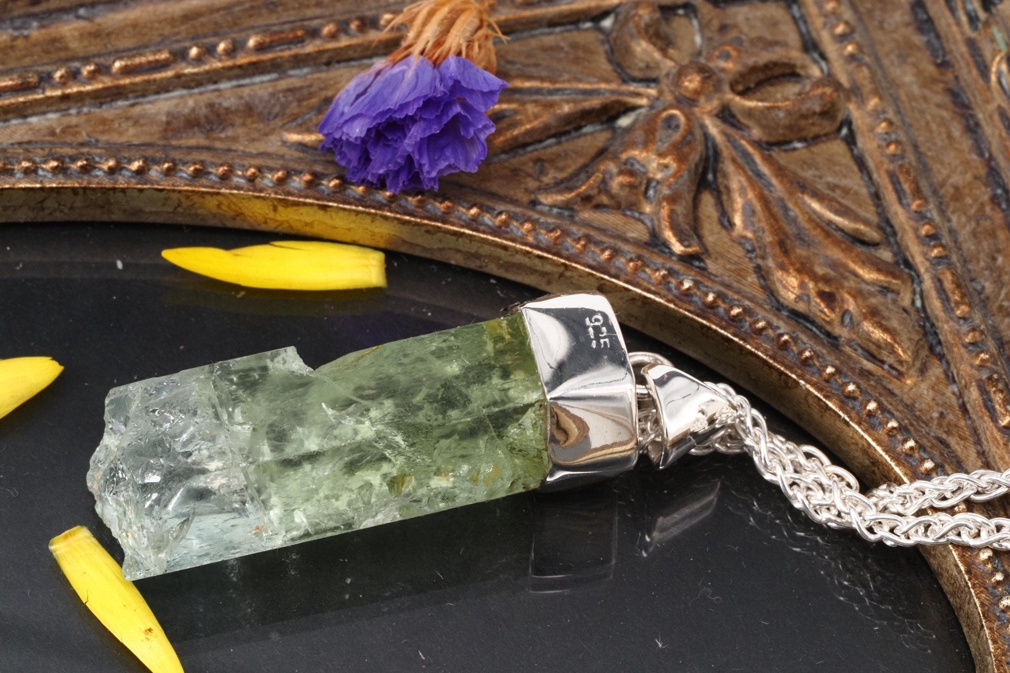 Heliodor Anhänger Silber Brasilien 41mm Länge mit Öse