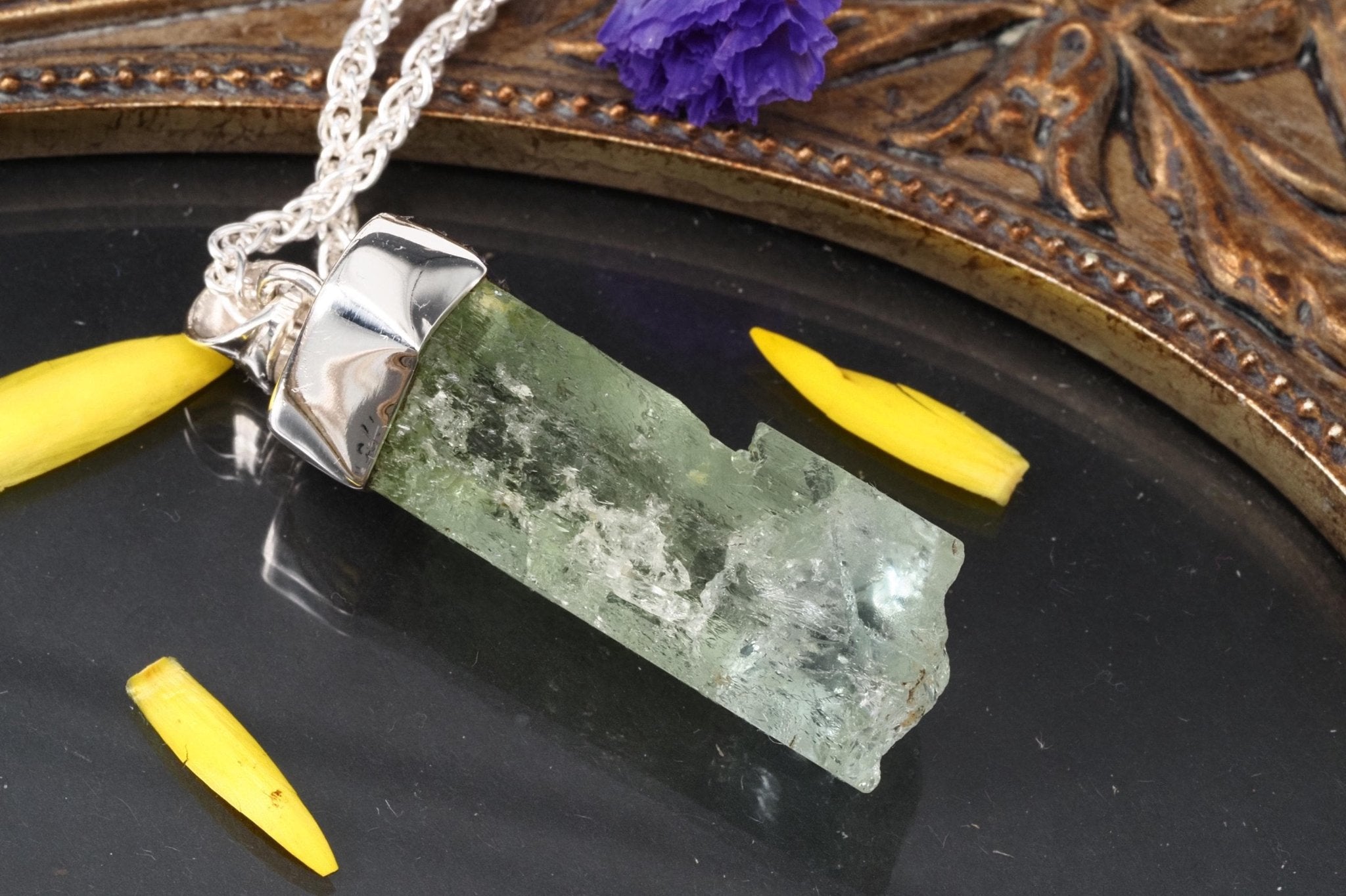 Heliodor Anhänger Silber Brasilien 41mm Länge mit Öse