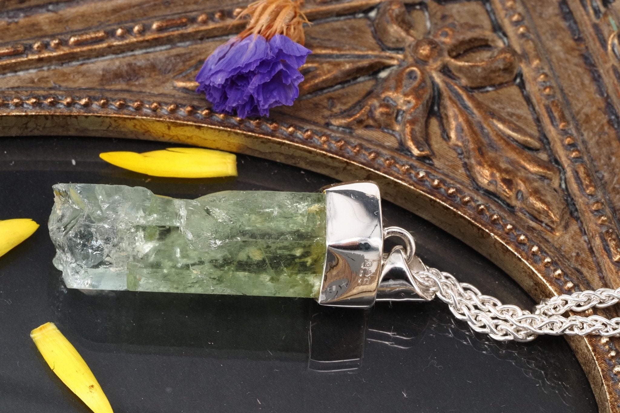 Heliodor Anhänger Silber Brasilien 41mm Länge mit Öse