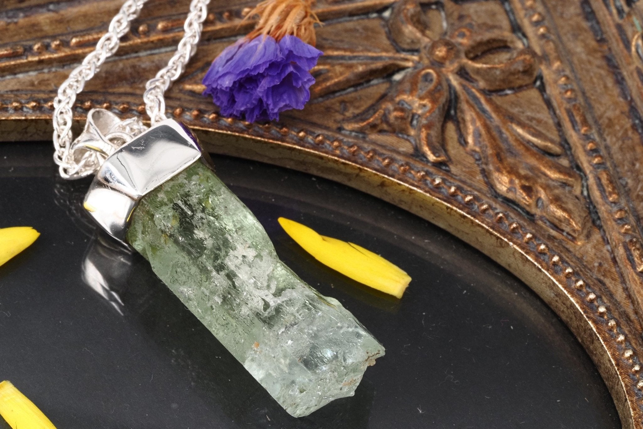 Heliodor Anhänger Silber Brasilien 41mm Länge mit Öse