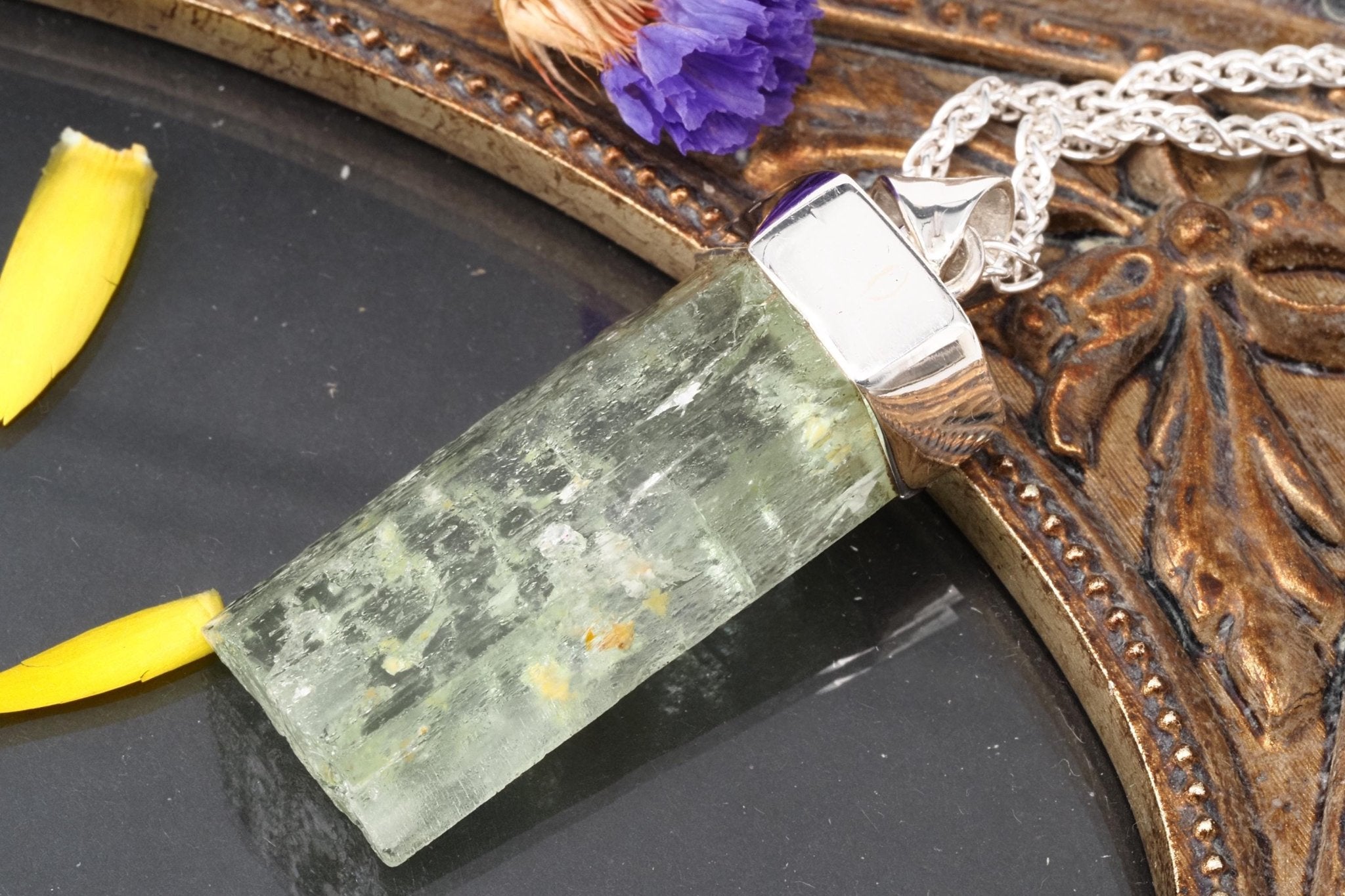 Heliodor Anhänger Silber Brasilien 44mm Länge mit Öse