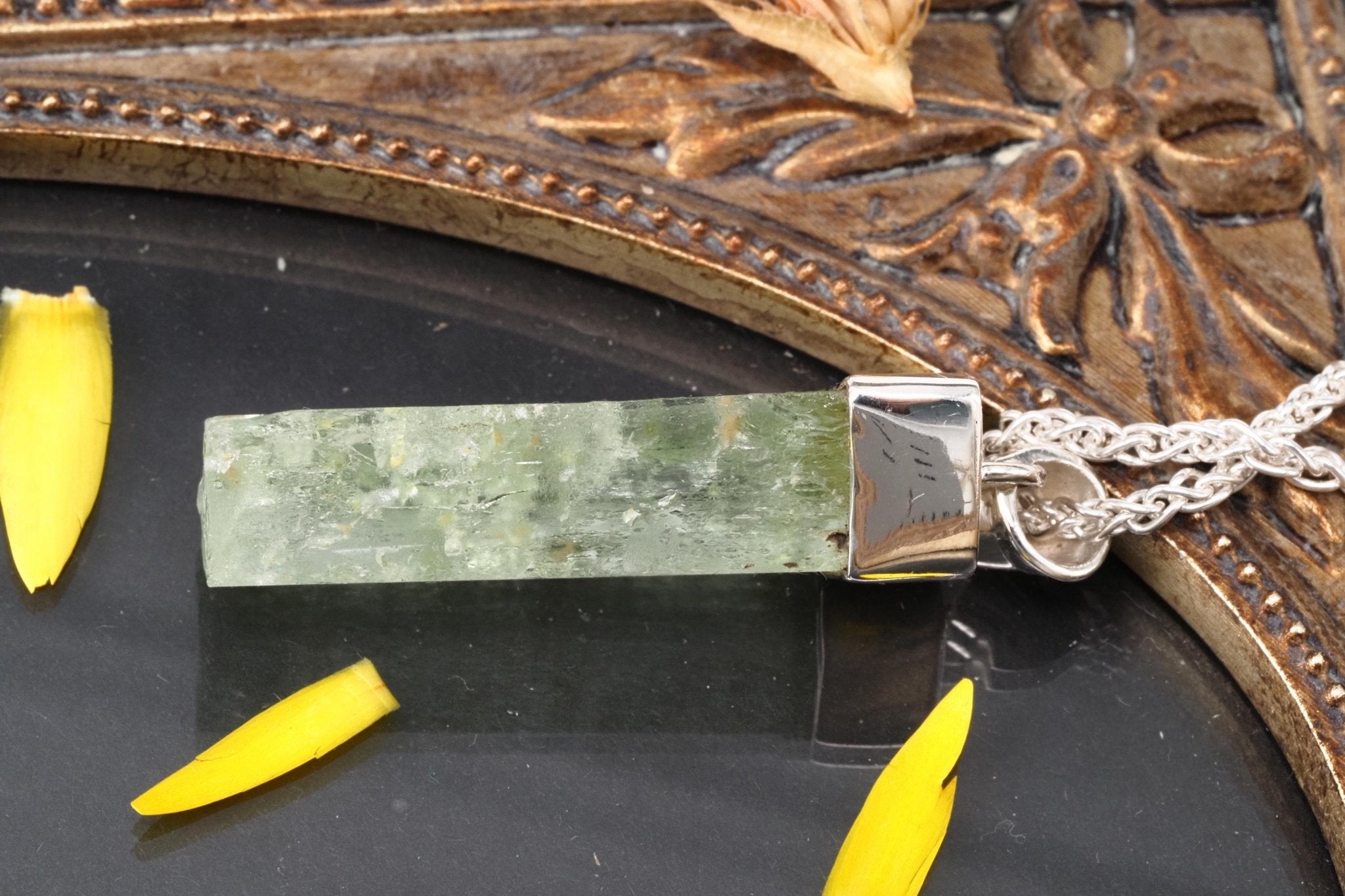 Heliodor Anhänger Silber Brasilien 44mm Länge mit Öse