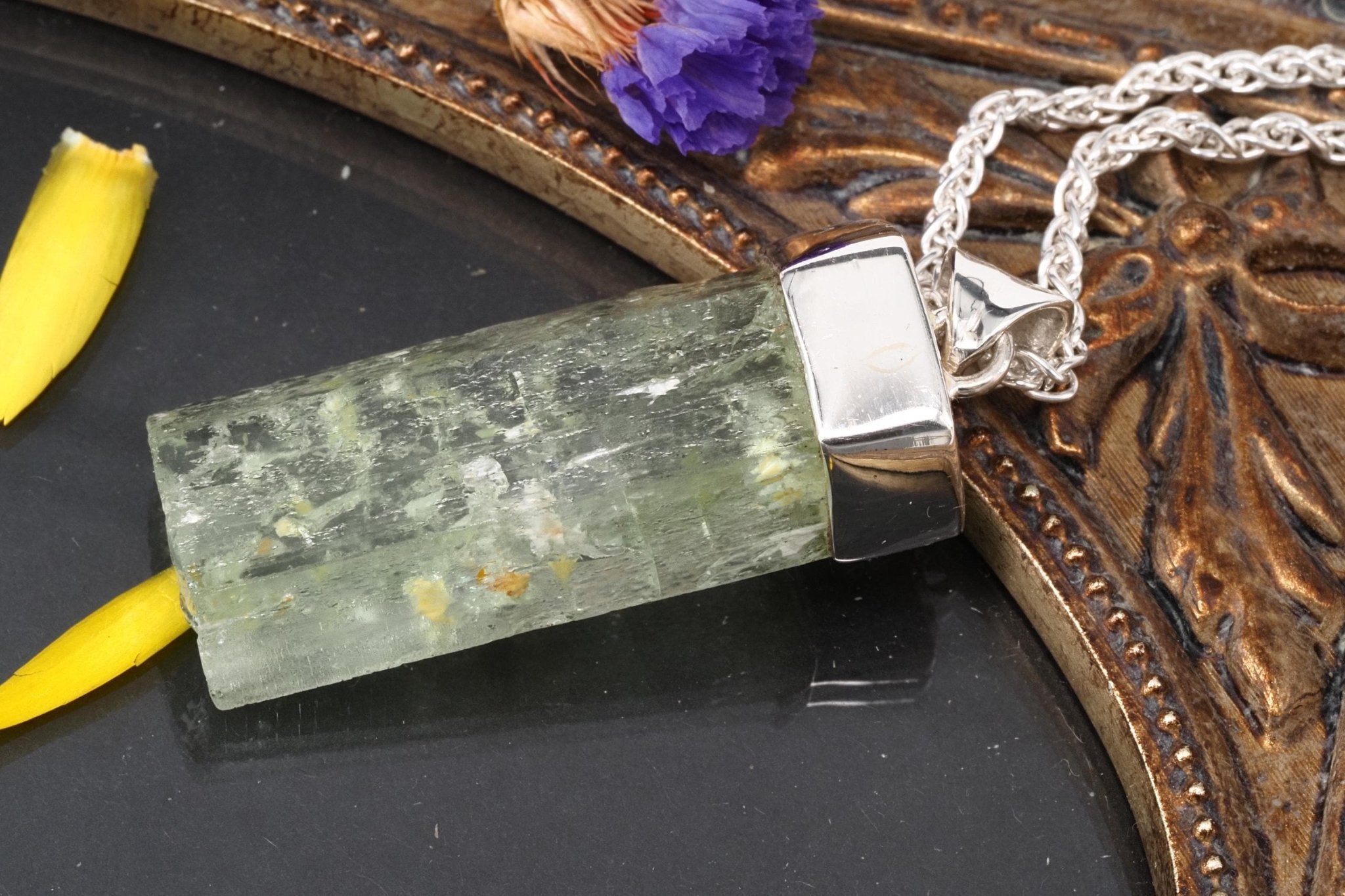 Heliodor Anhänger Silber Brasilien 44mm Länge mit Öse