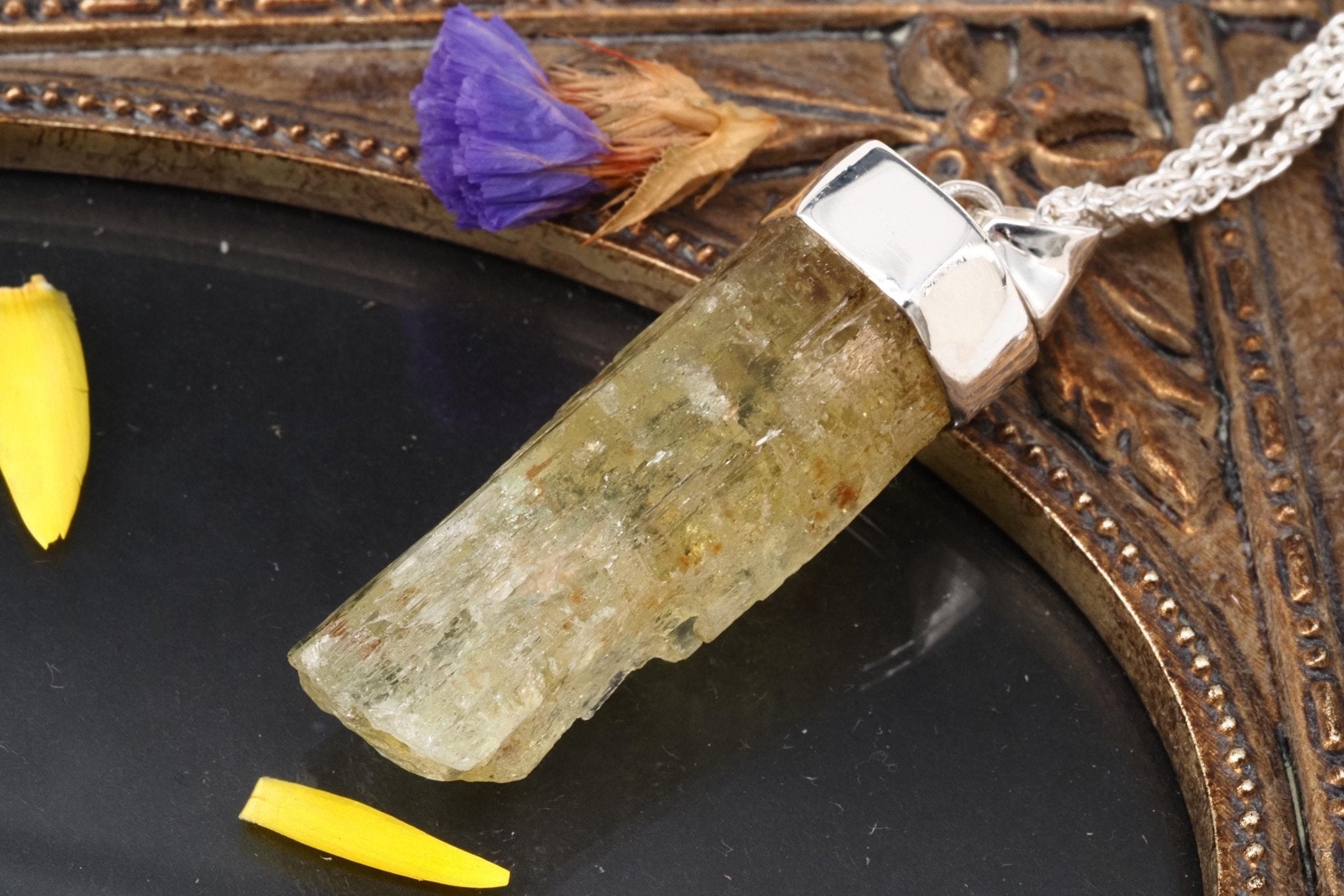 Heliodor Anhänger Silber Brasilien 50mm Länge mit Öse