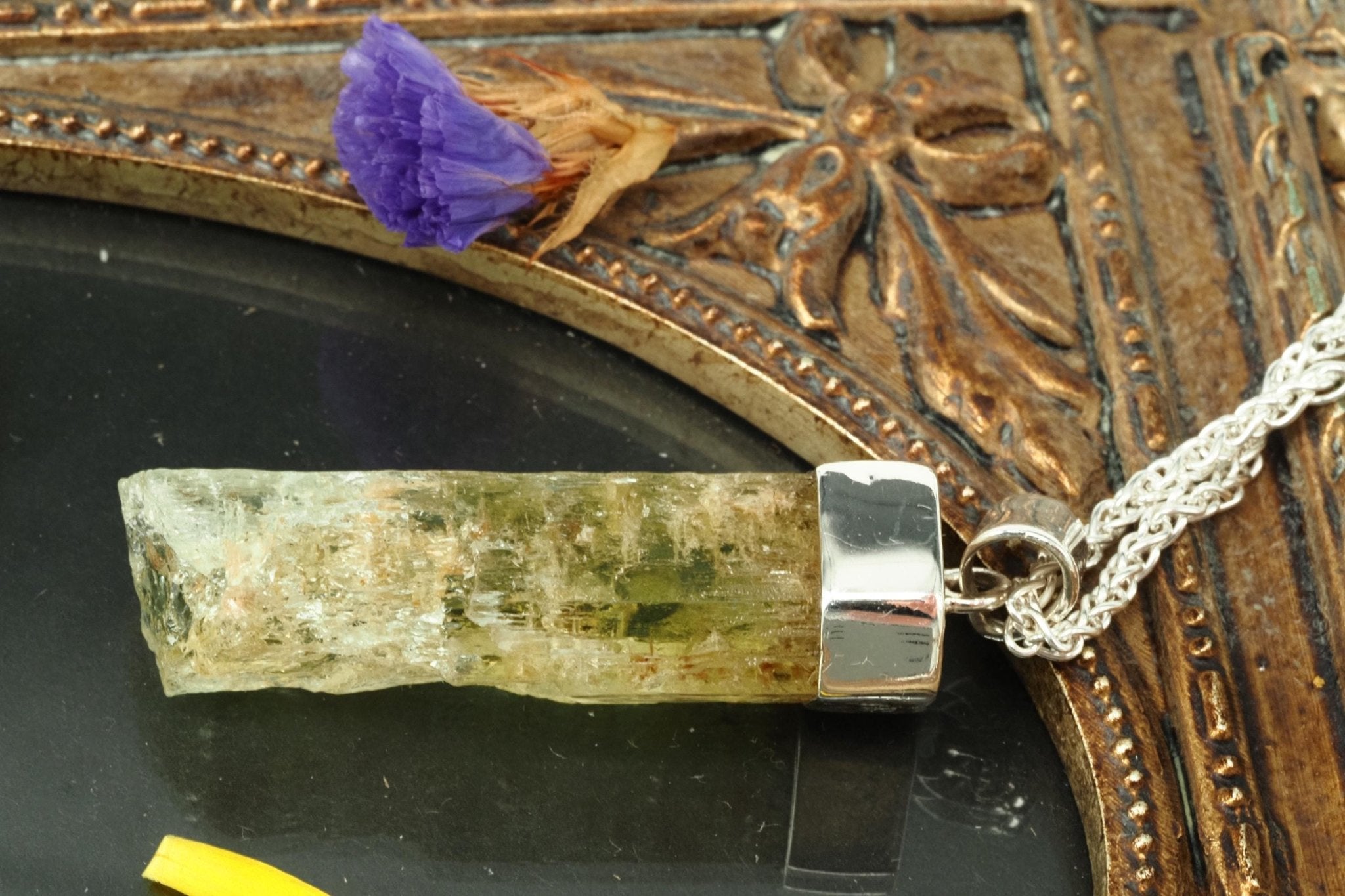 Heliodor Anhänger Silber Brasilien 50mm Länge mit Öse