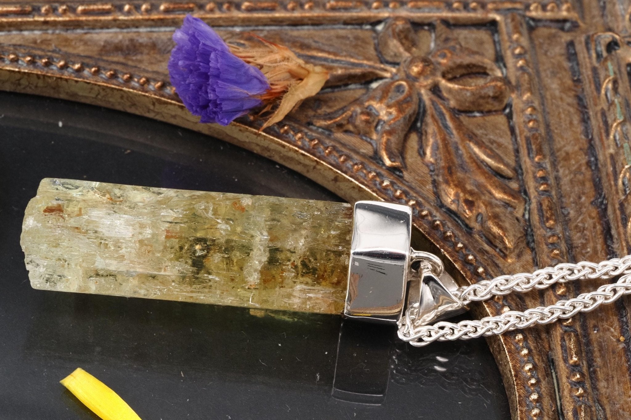 Heliodor Anhänger Silber Brasilien 50mm Länge mit Öse