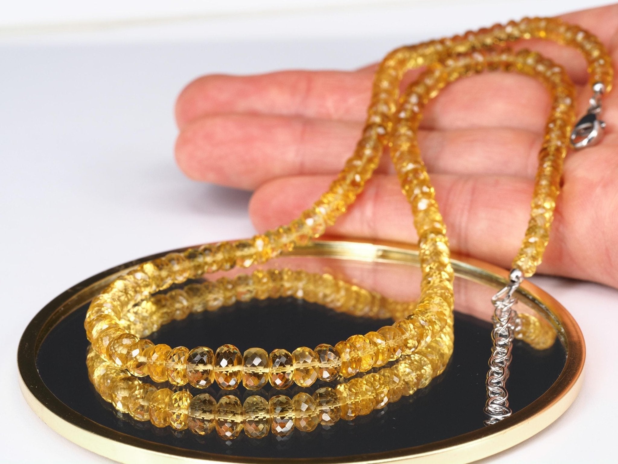 Heliodor Kette 100% Gold Beryll Edelsteinkette in bester Qualität