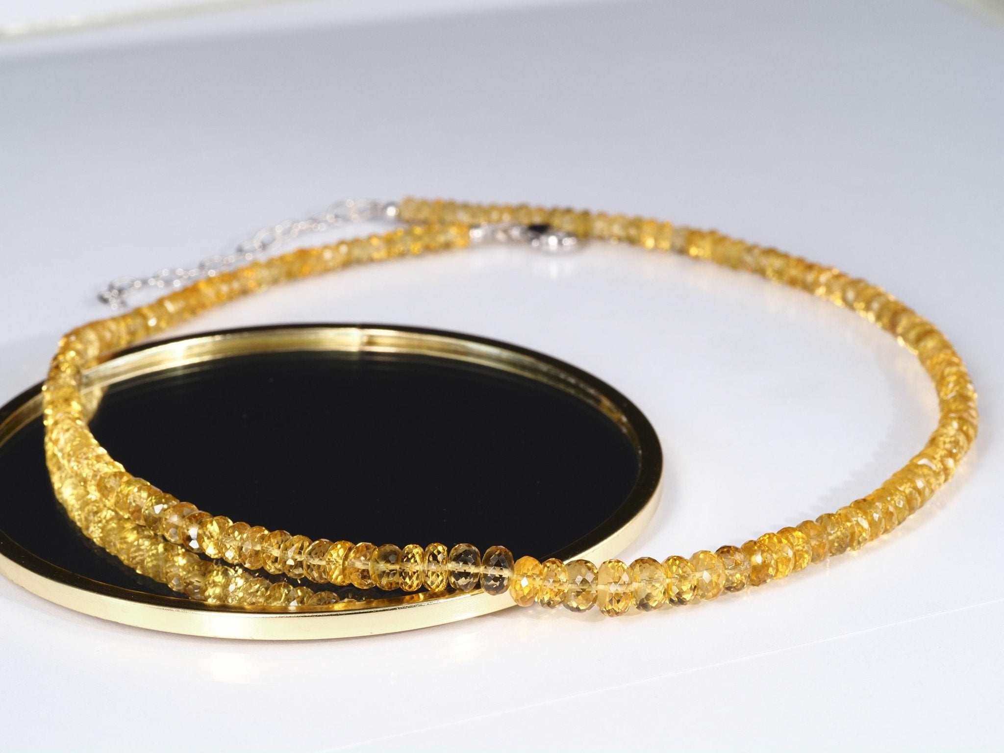 Heliodor Kette 100% Gold Beryll Edelsteinkette in bester Qualität