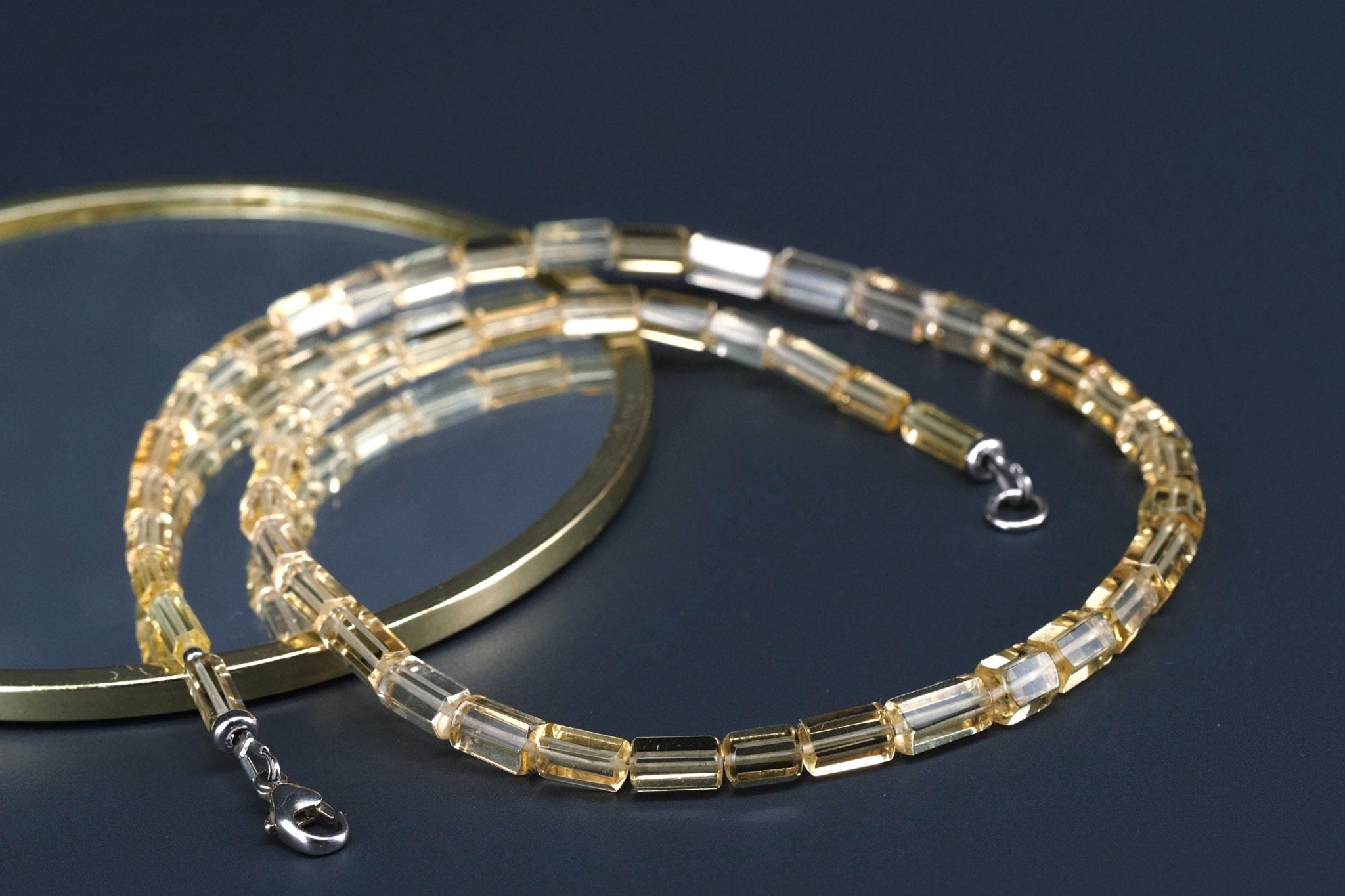 Heliodor Kette aus polierten Kristallen mit Silberverschluss