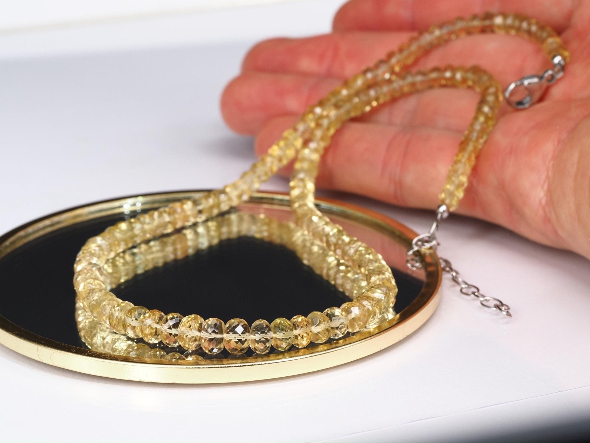 Heliodor Kette facettiert – Goldberyll Halskette mit 925 Silber