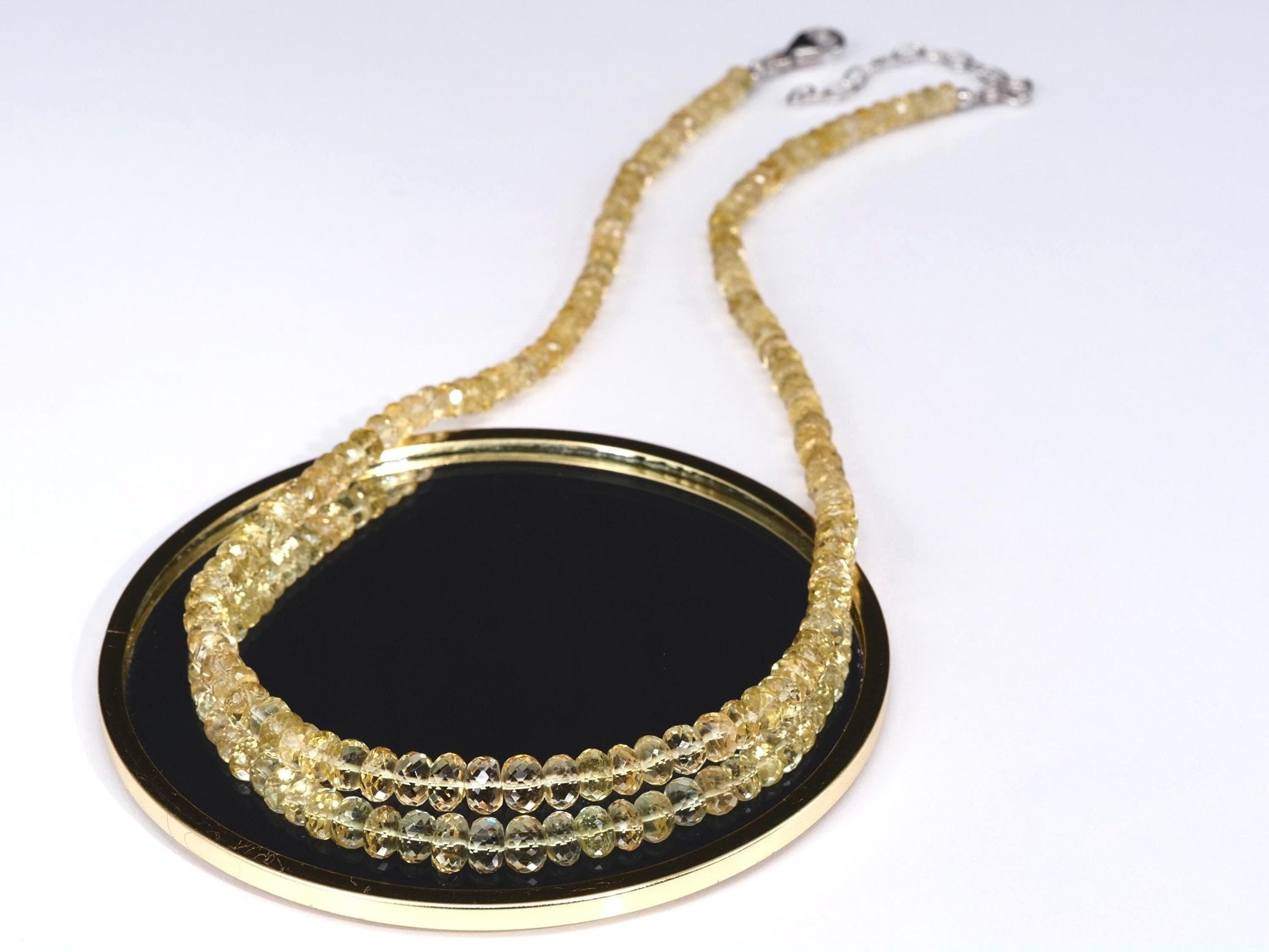 Heliodor Kette facettiert – Goldberyll Halskette mit 925 Silber