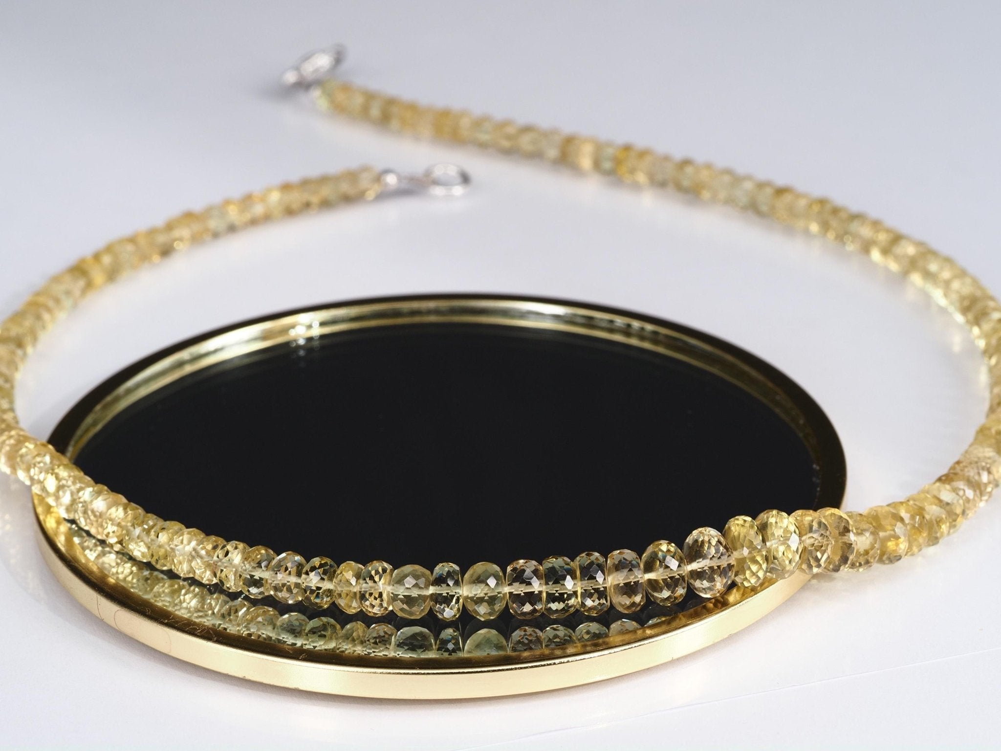 Heliodor Kette facettiert – hellgelber Goldberyll mit edlem Silberverschluss