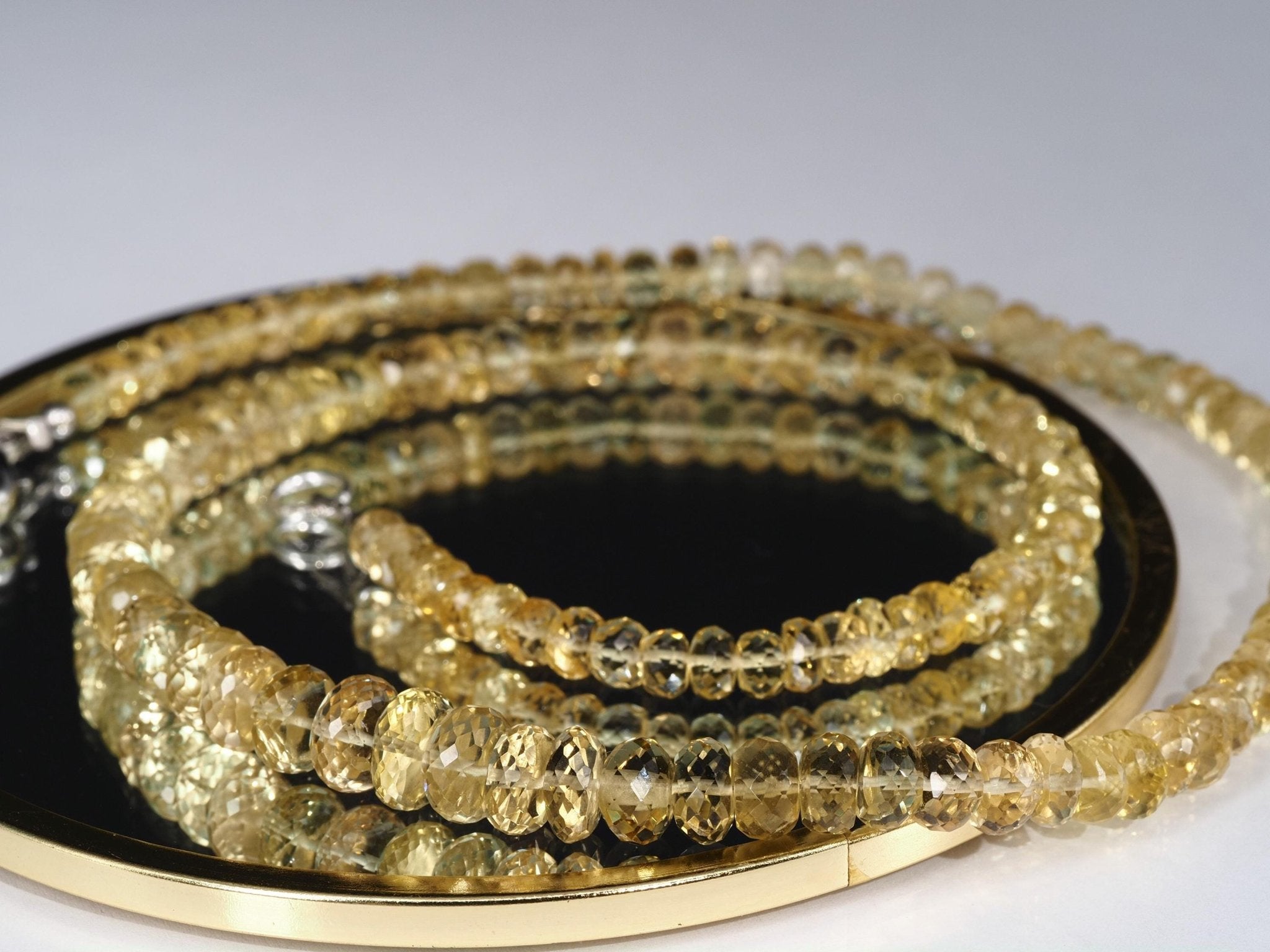 Heliodor Kette facettiert – hellgelber Goldberyll mit edlem Silberverschluss