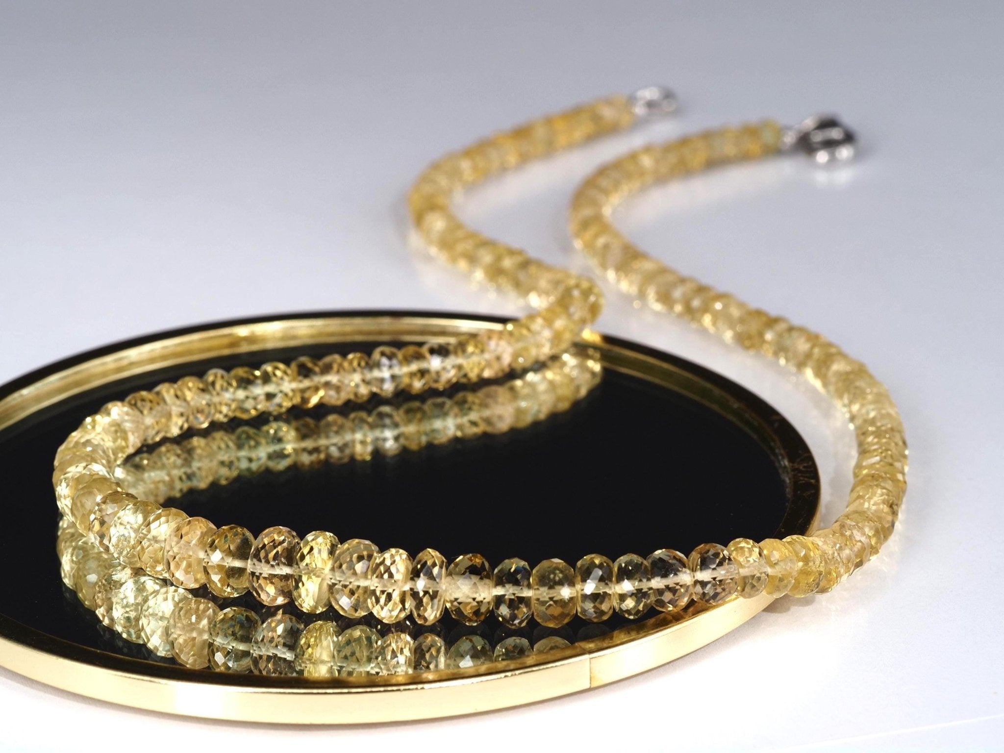 Heliodor Kette facettiert – hellgelber Goldberyll mit edlem Silberverschluss