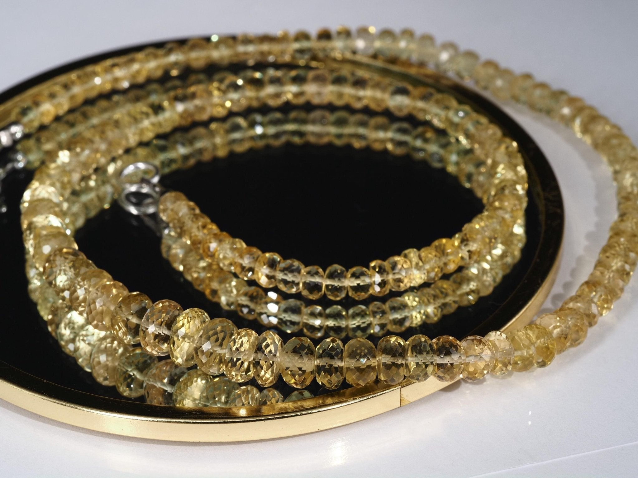 Heliodor Kette facettiert – hellgelber Goldberyll mit edlem Silberverschluss