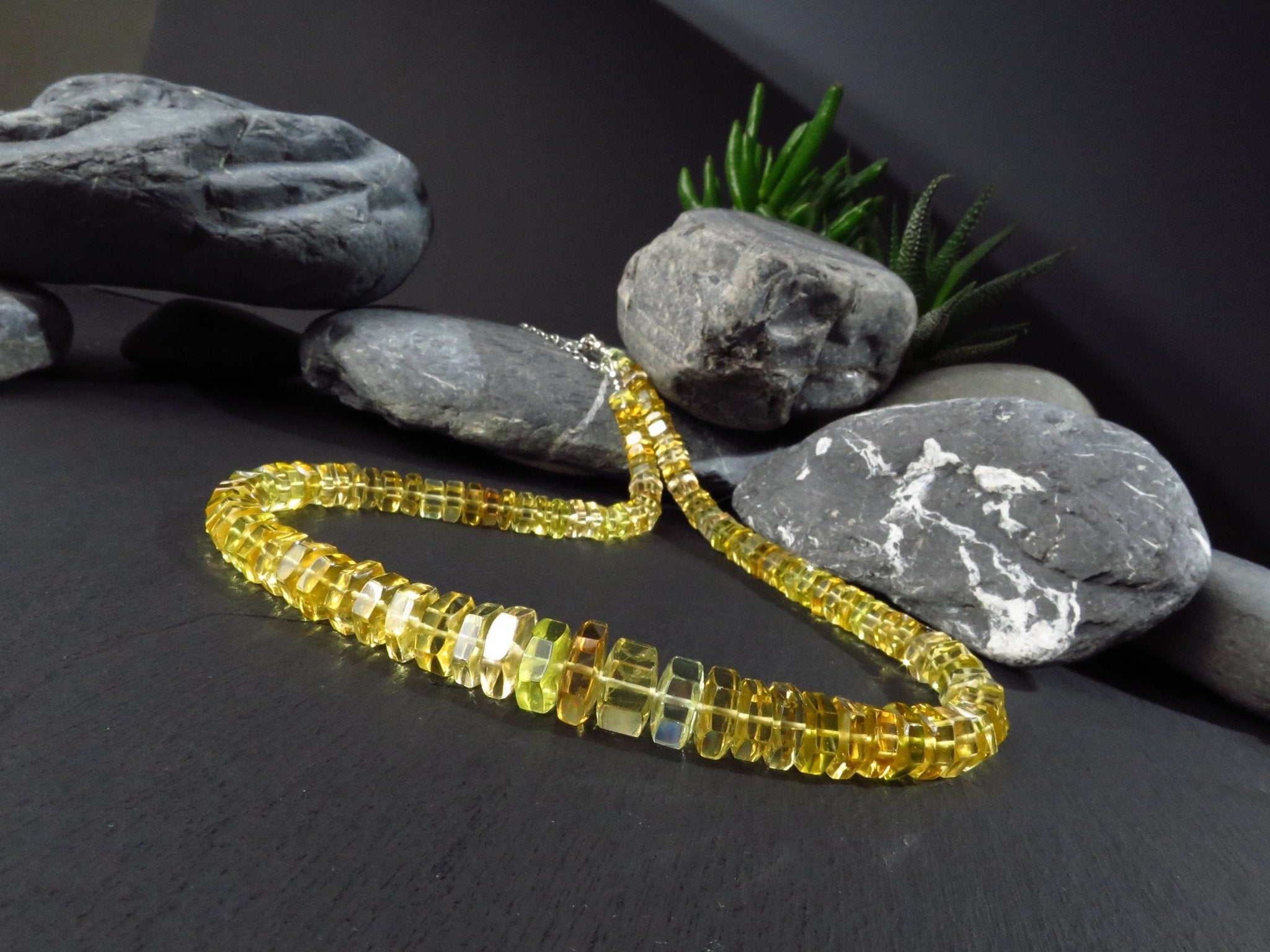 Heliodor Kette gelb 50cm AAA Beryll Edelsteinkette