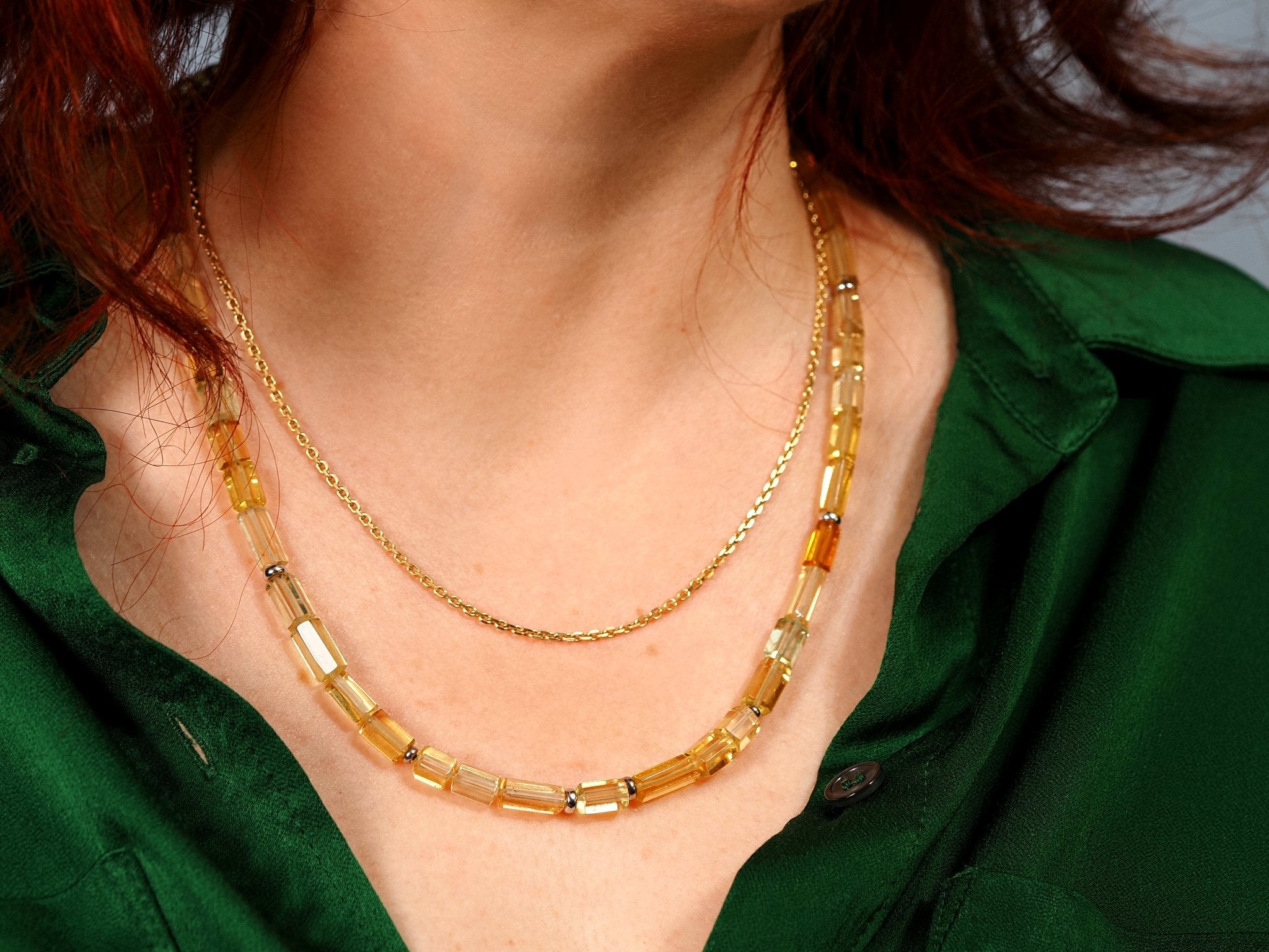 Heliodor Kette natürliche Goldberyll Edelsteinkette
