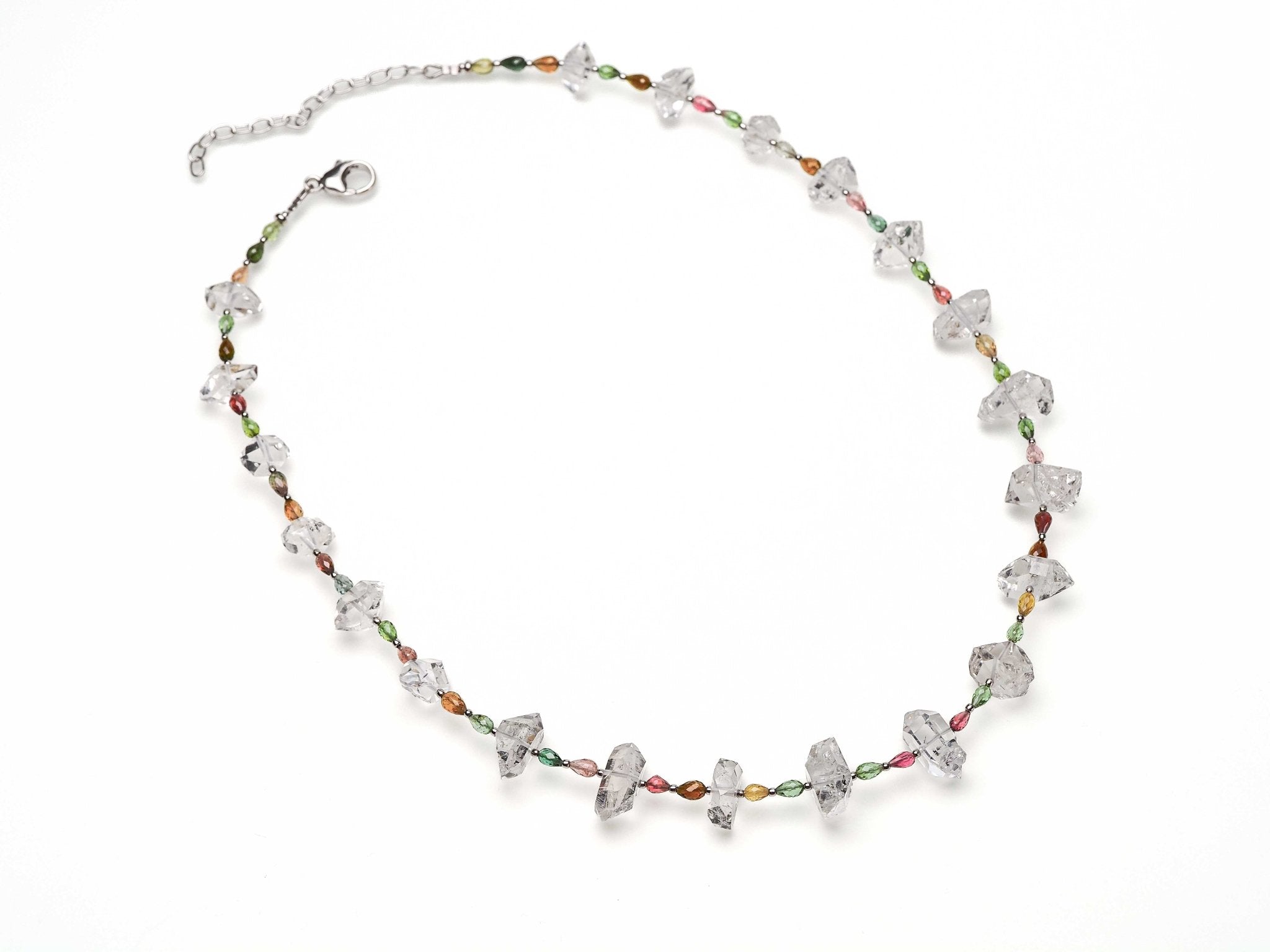 Herkimer Kette Doppelender mit Turmalin