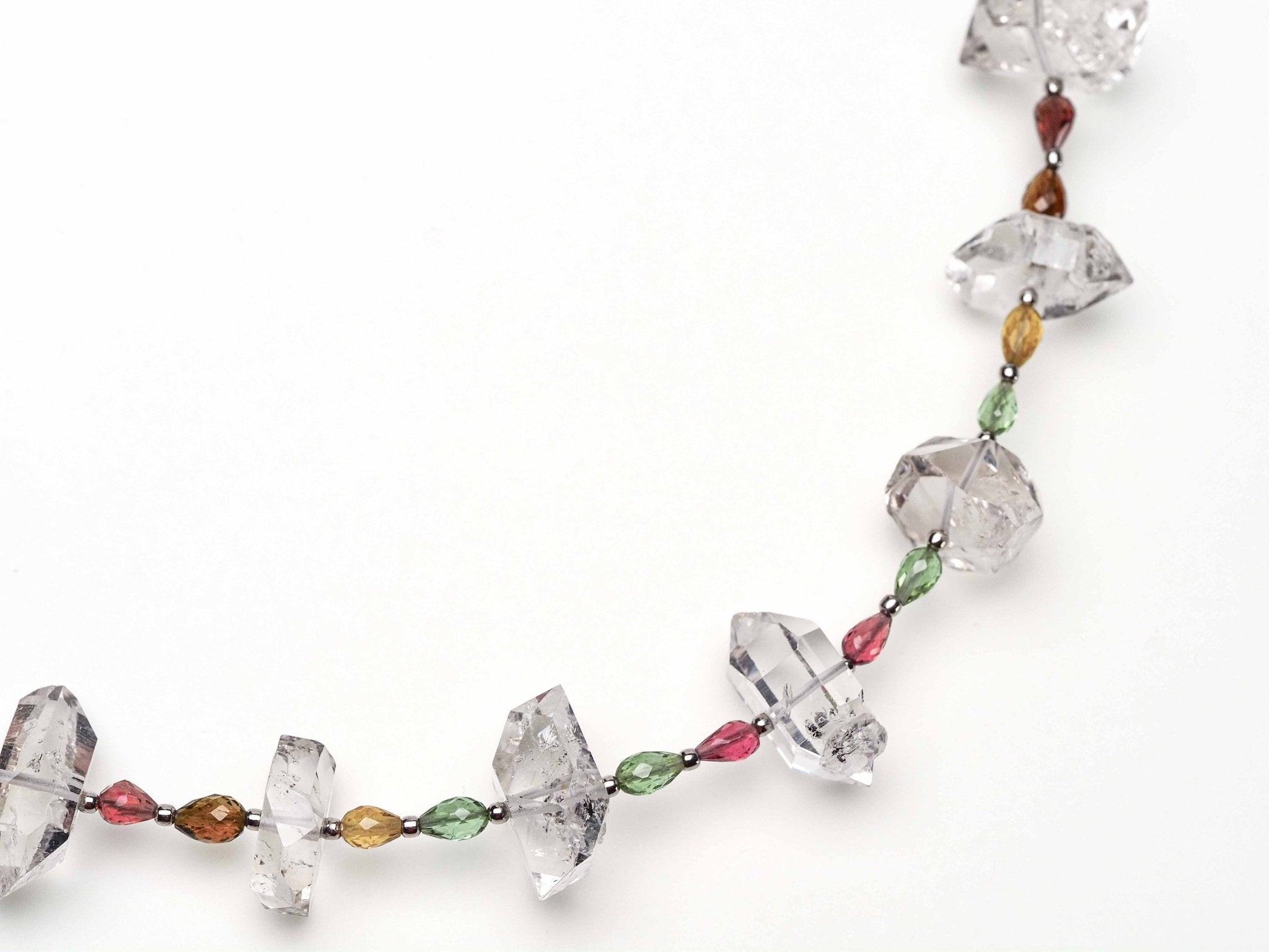 Herkimer Kette Doppelender mit Turmalin