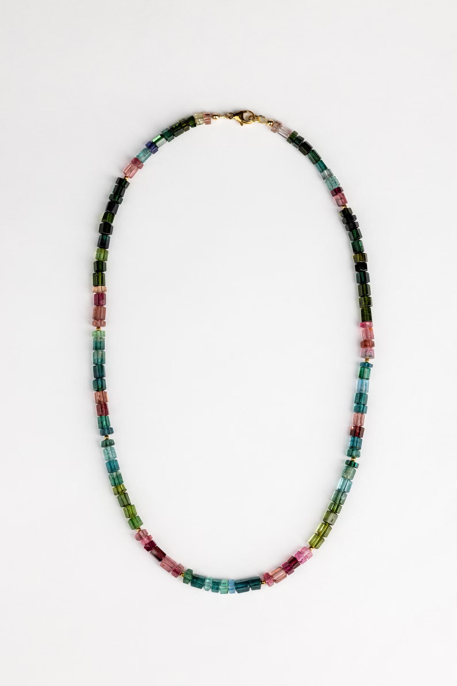 Colorful tourmaline necklace with 6.5 mm - Genuine untreated natural stones - Gemstone necklace in ball shape
