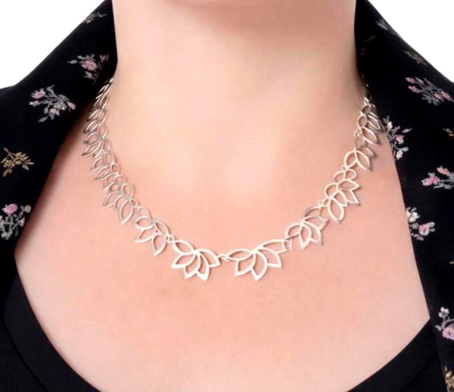 Sterling silver chain 44cm solid lace chain