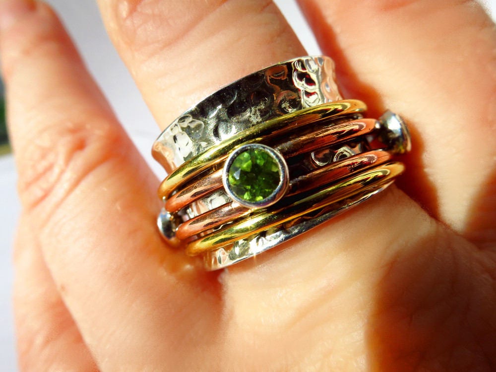 Spinner Ring Peridot Gr10 Silber Meditation Entspannung Geburtstag Edelstein Weihnachts Geschenk Sterling Silber Freundschaft geschenk