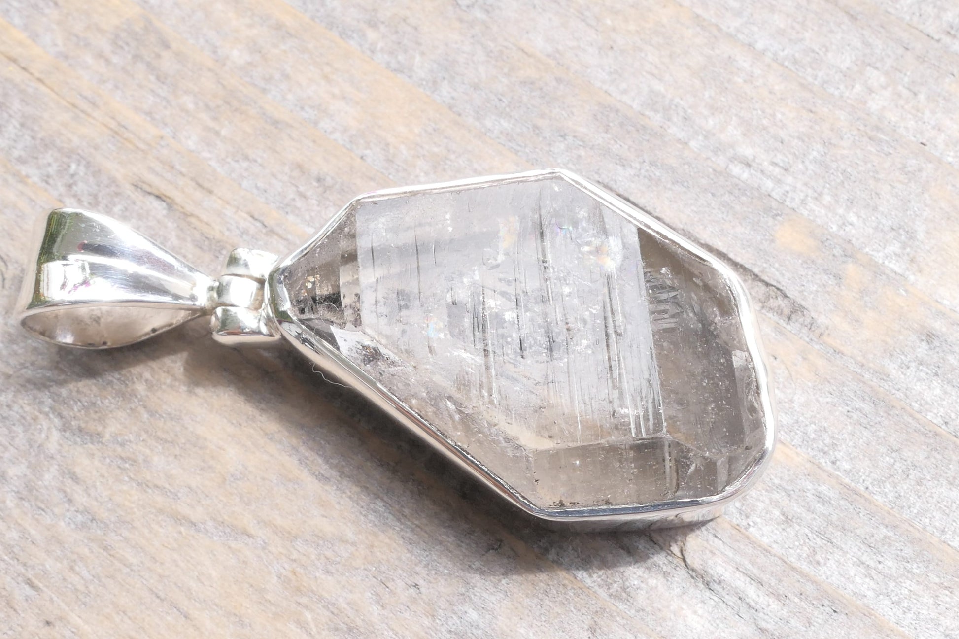 Herkimer Diamant / Bergkristall Anhänger Edelstein Collier Weihnachts geschenk für sie echt Bergkristall