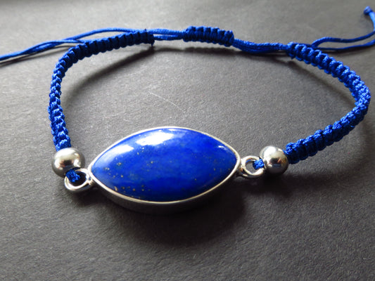 Makramee MCL1 Armband Lapislazuli Freundschafts Armbänder Unisex Edelstein Verstellbar Bester Freund Weihnachtsgeschenk blau Hippie Boho