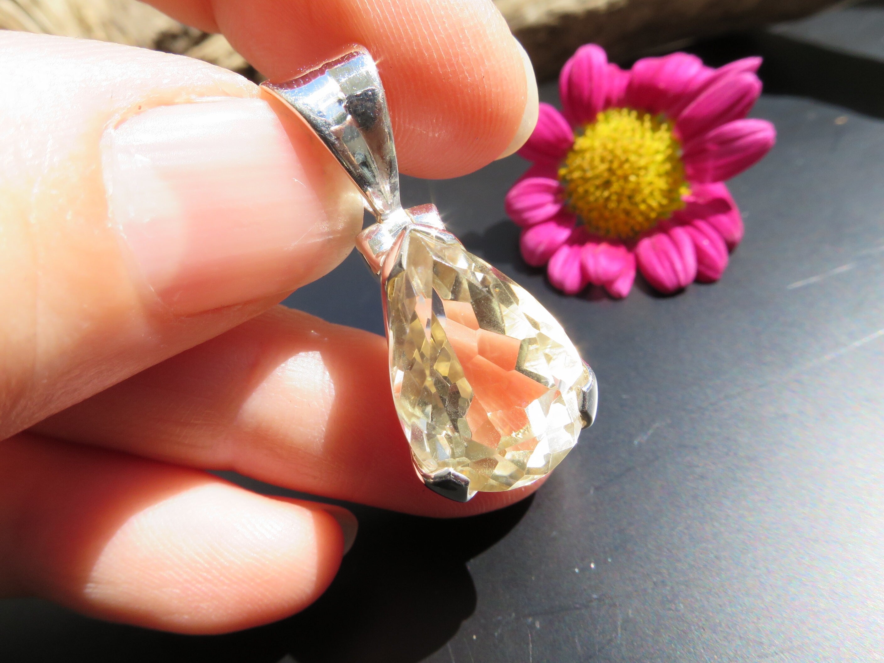 Citrin Anhänger unbehandelter Silber aus Brasilien