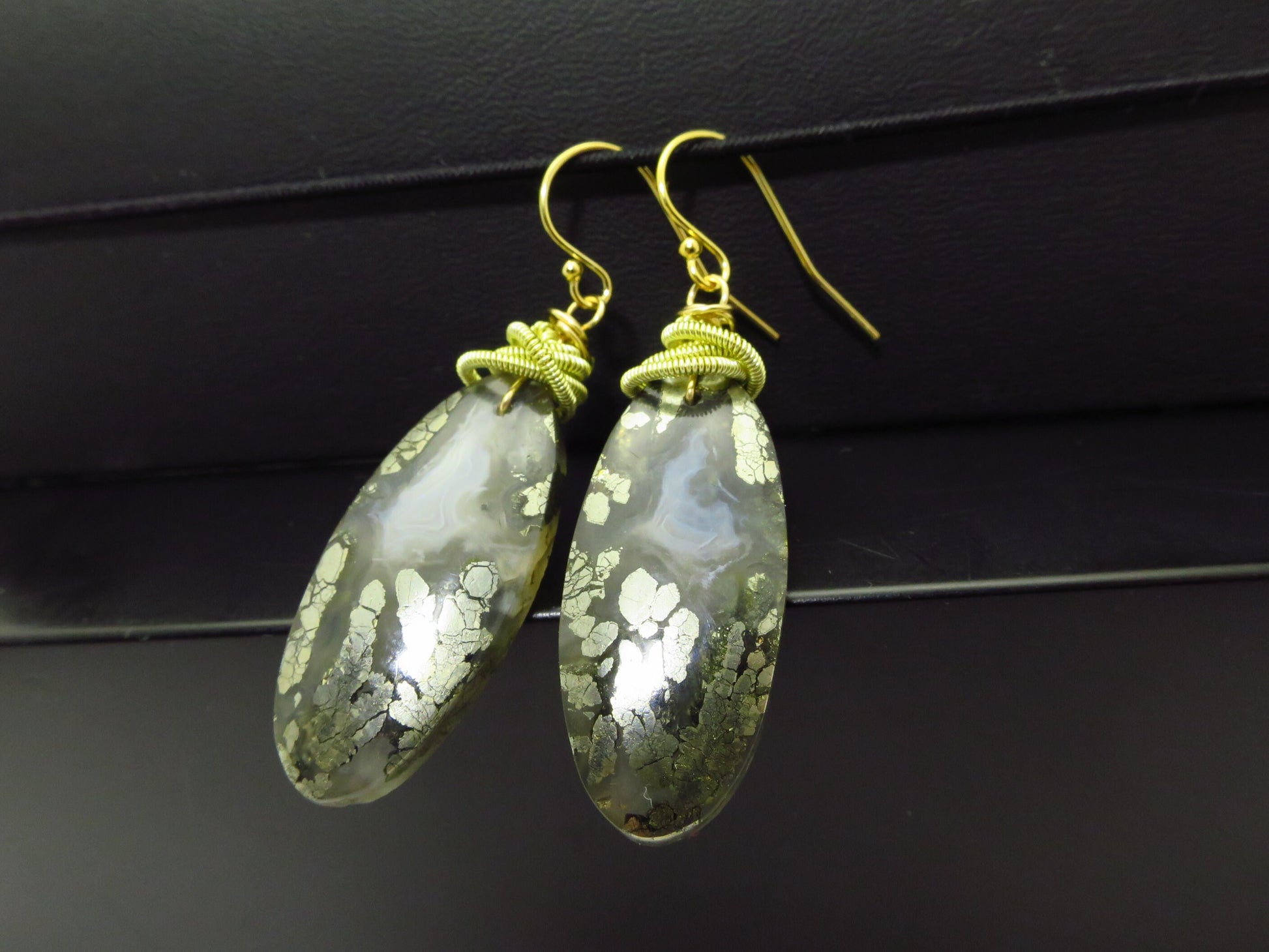 Unique earrings Marcasite quartz gemstones gold filled ear hooks unique earrings long Drops handmade unique gem earrings