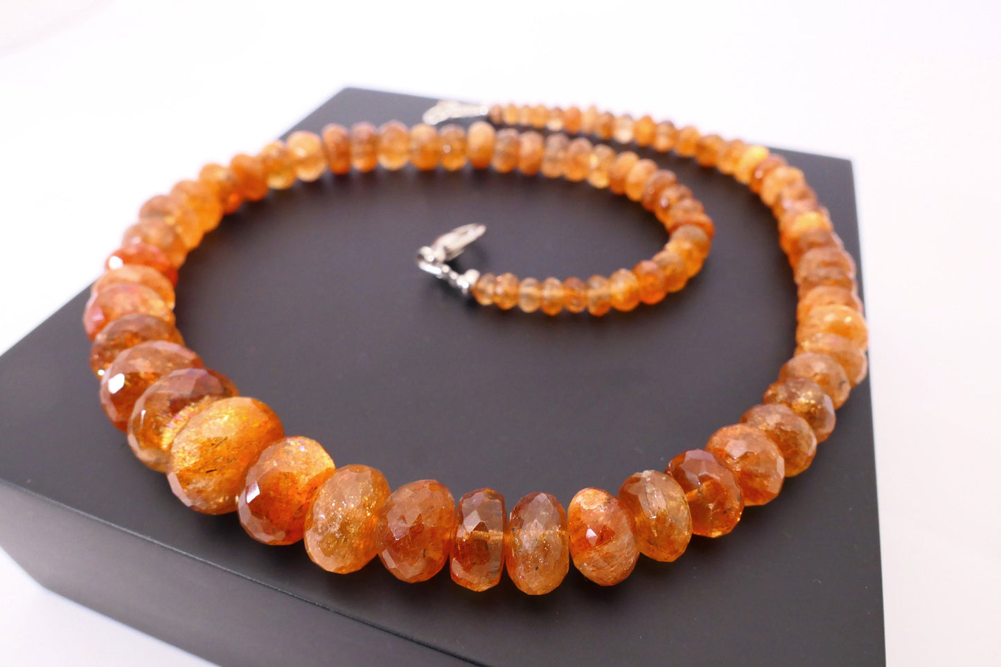 Sonnenstein Kette orange Afrikanischer Sonnenstein Tansania 925 Silber Geschenk, Geschenkidee, Geburtstag, Schmuck, Verlobung,