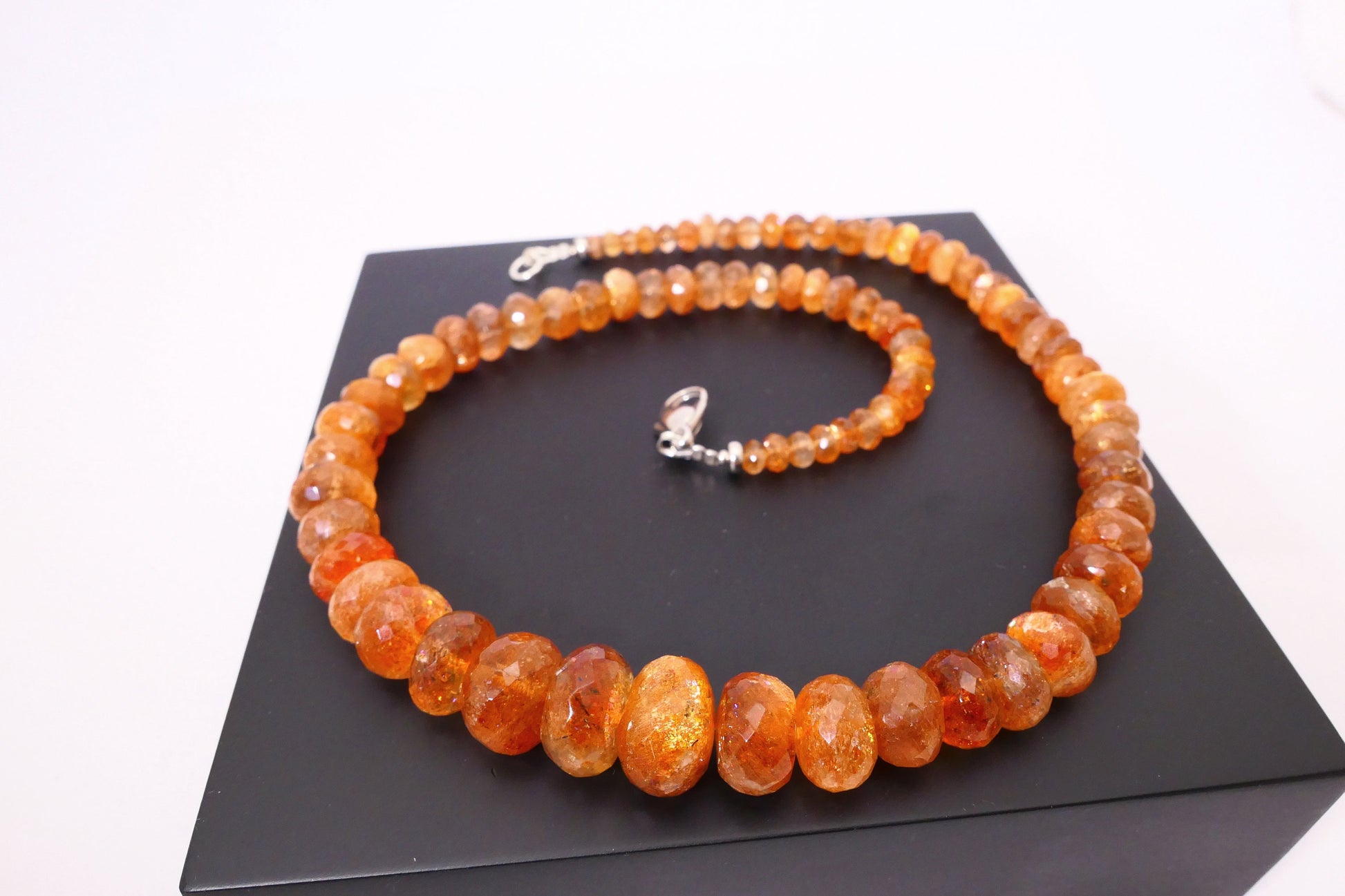 Sonnenstein Kette orange Afrikanischer Sonnenstein Tansania 925 Silber Geschenk, Geschenkidee, Geburtstag, Schmuck, Verlobung,