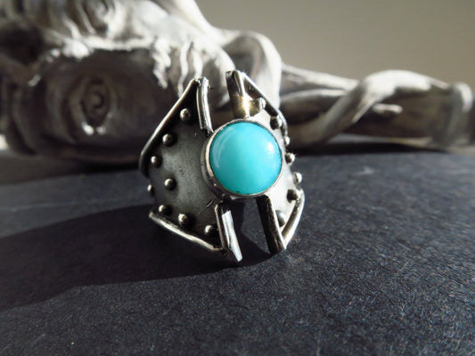 Beautiful amazonite ring Size 7,5 set in 925 sterling silver unique piece gemstone Natural handmade amazonite cabochon biker ring