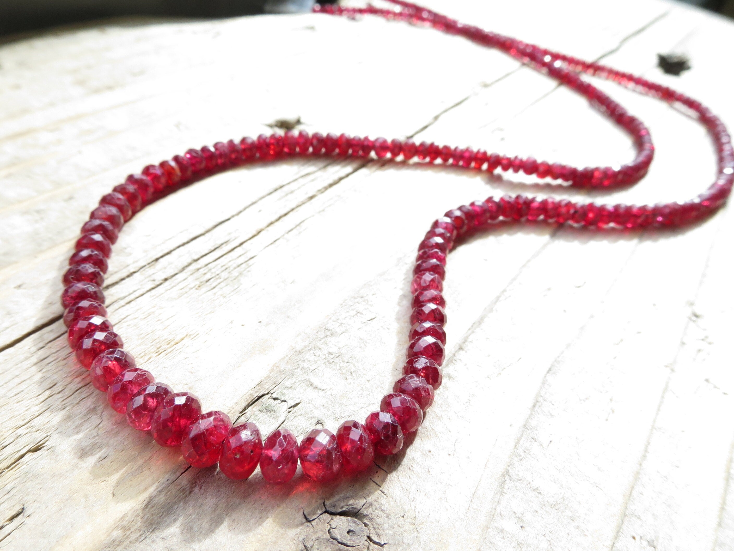 Fantastische Spinell Edelstein Kette Silber rot Natur