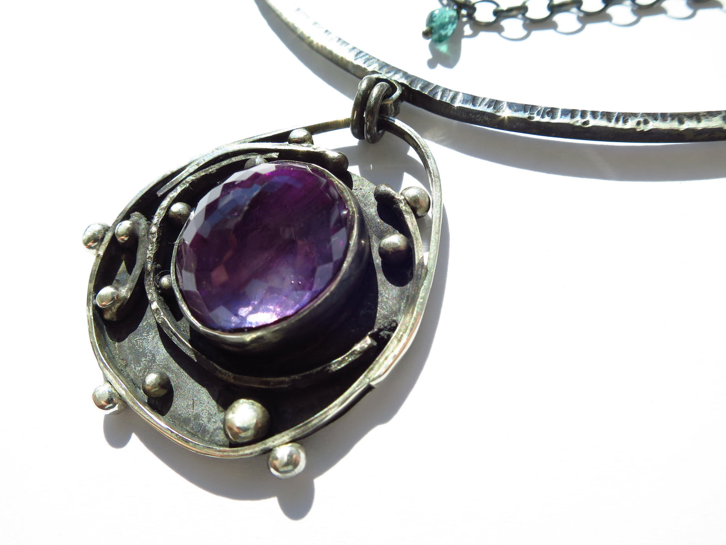 Purple Trace to the Timeline Amethyst Pendant Collier amethyst natural gemstone pendant set in 925 sterling silver with tourmaline drop