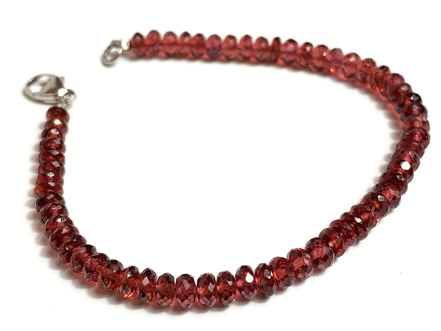Fantastisches rotes Granat Armband / facettiertes rotes Edelstein Perlen Armband FGB_1