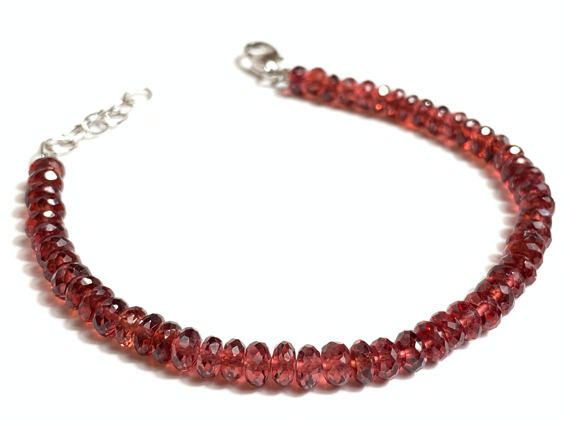 Fantastisches rotes Granat Armband / facettiertes rotes Edelstein Perlen Armband FGB_2