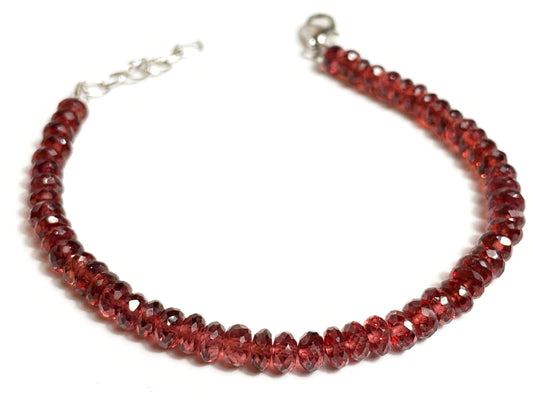 Fantastisches rotes Granat Armband / facettiertes rotes Edelstein Perlen Armband FGB_2