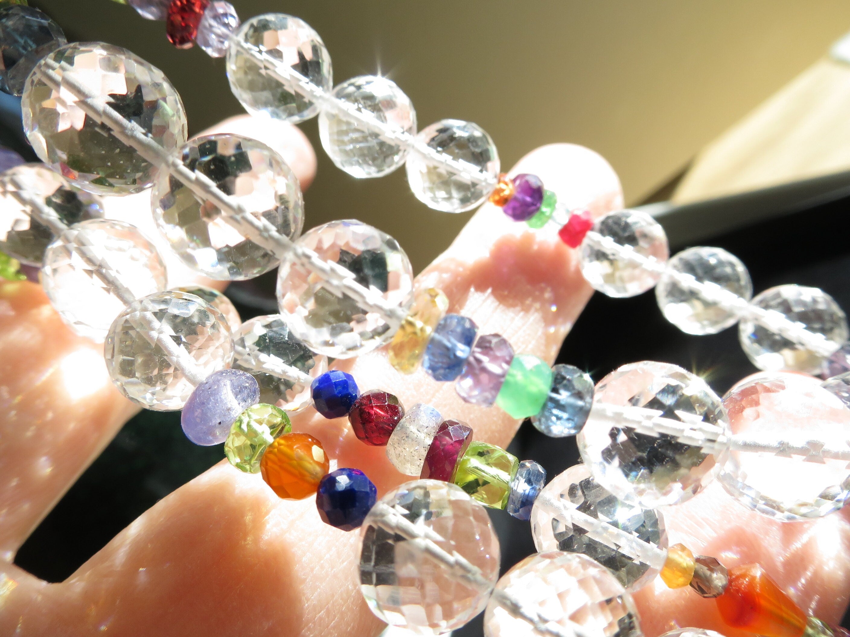 Bergkristall Kette Silber Edelsteinkette bunt Edelsteine Bergkristall Sterlingsilber rhodiniert buntes Edelstein Collier rosa Turmalin