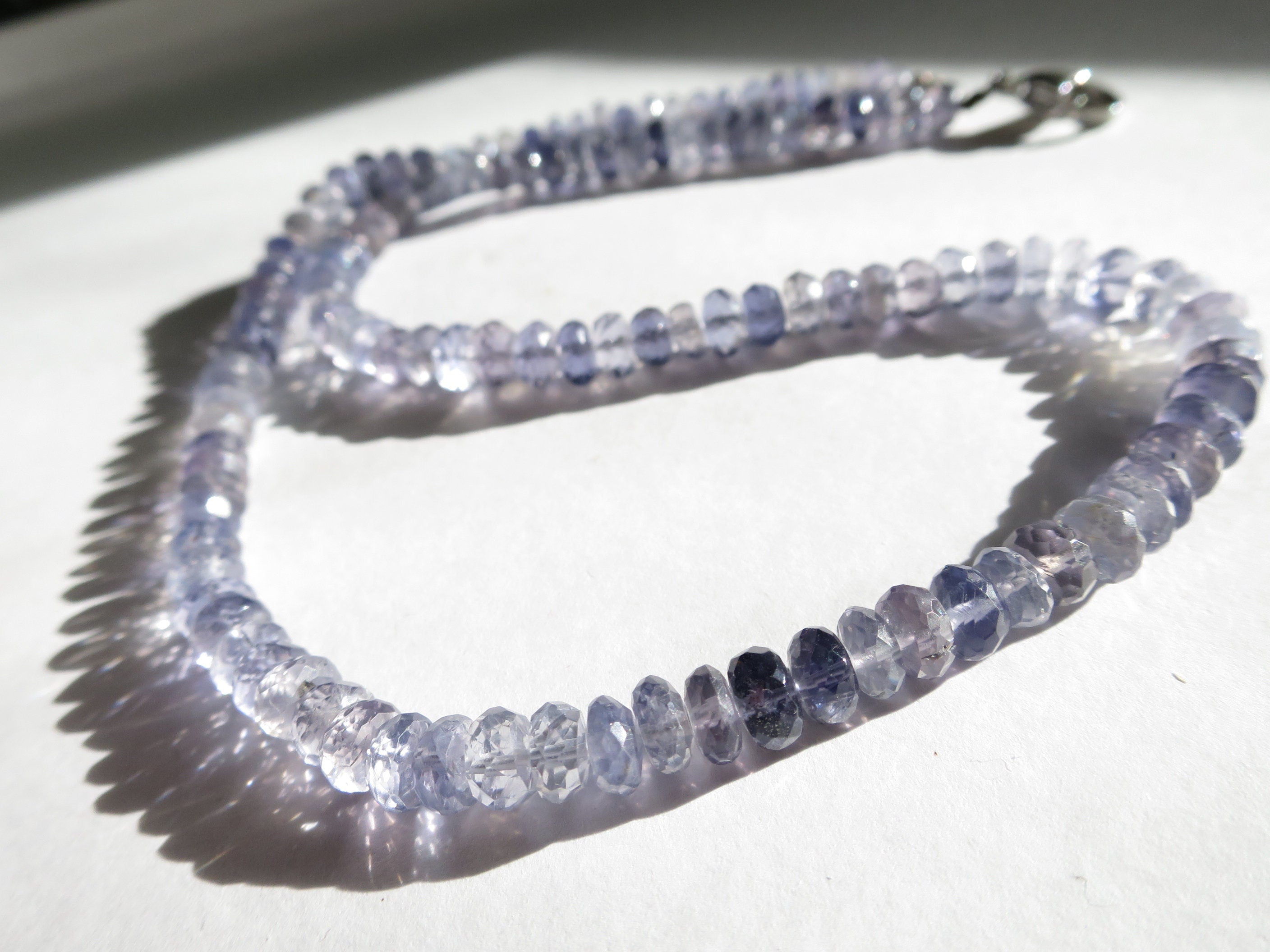 Iolith Kette blaue Natur Edelstein Halskette facettiert