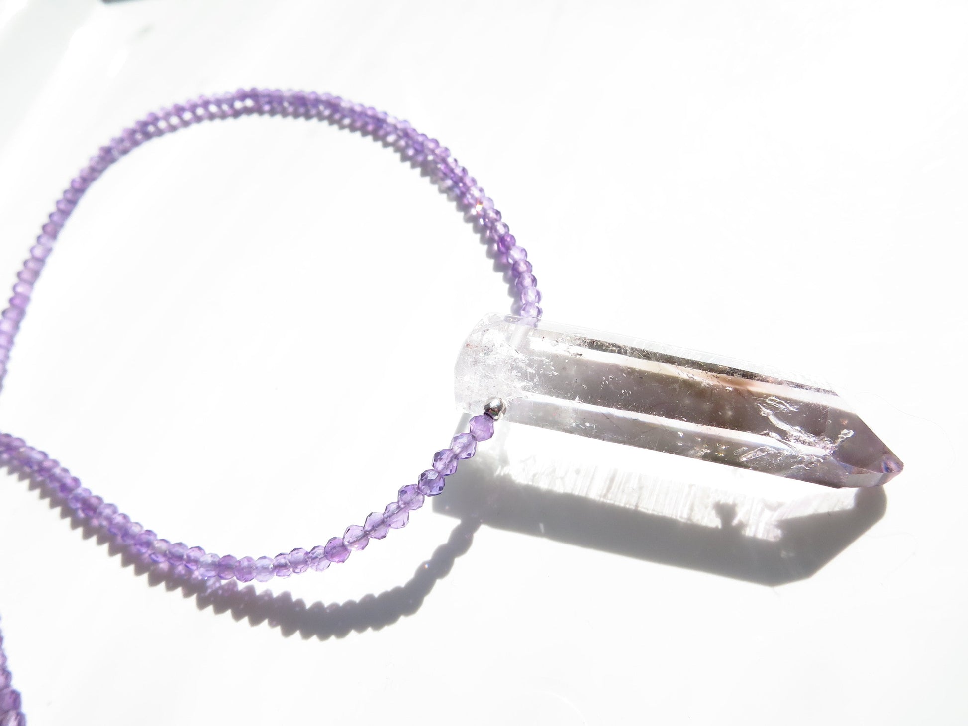 Halskette natürlichem Namibia-Amethyst. Natürlicher Kristall Sterlingsilber facettierter Amethystperlen 