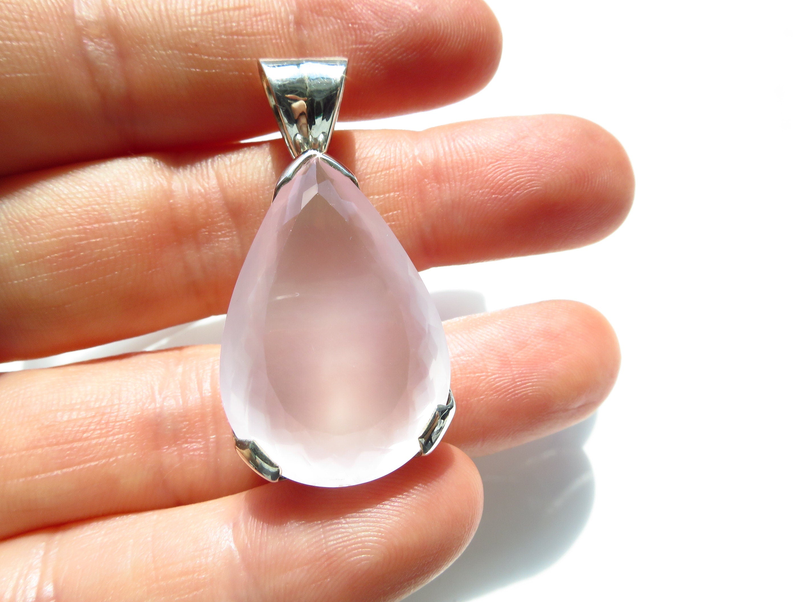 Natürlicher fantastischer Rosenquarz Anhänger Silber