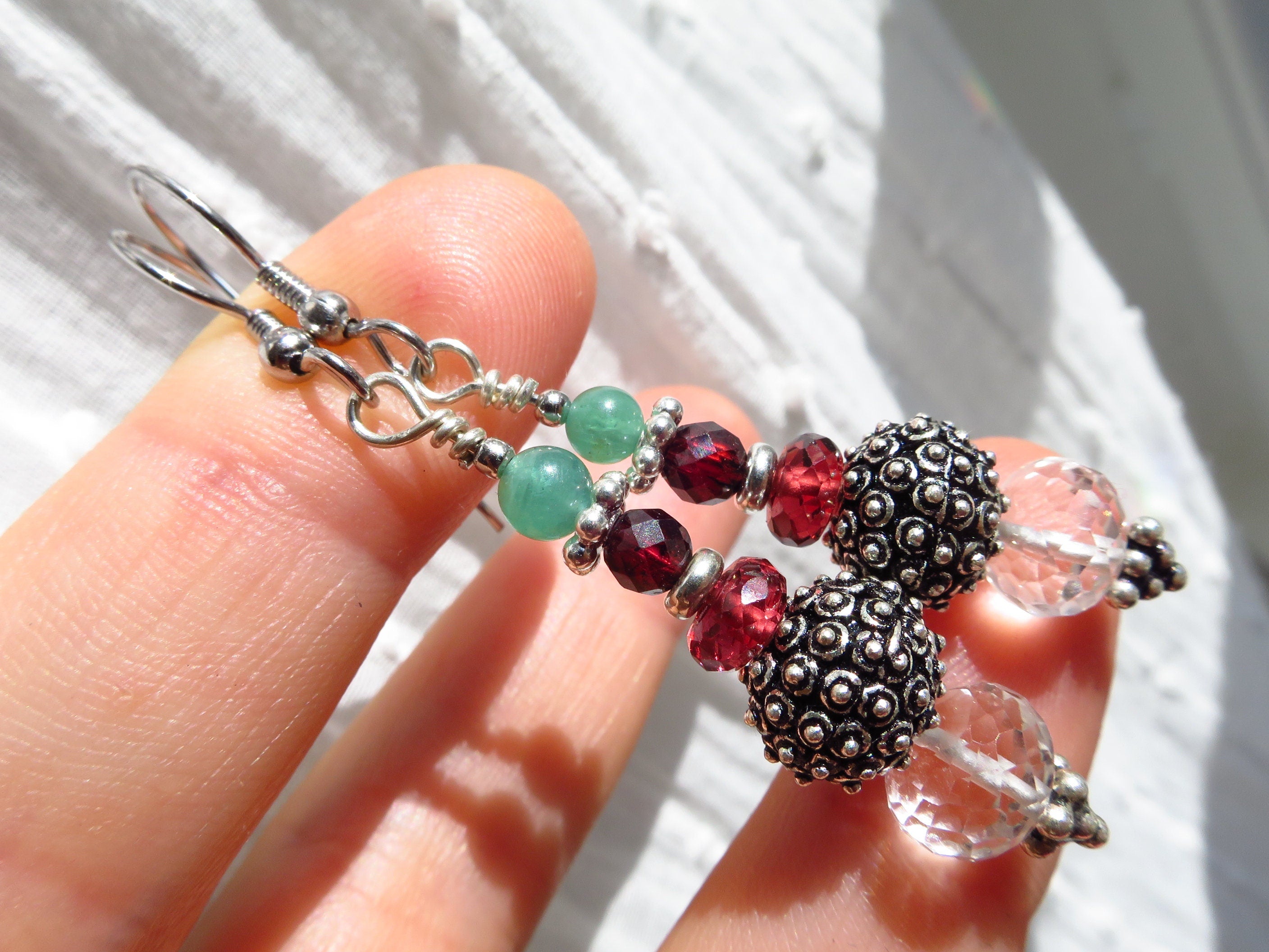 Bergkristall Ohrringe Bali Silber Edelstein Ohrschmuck