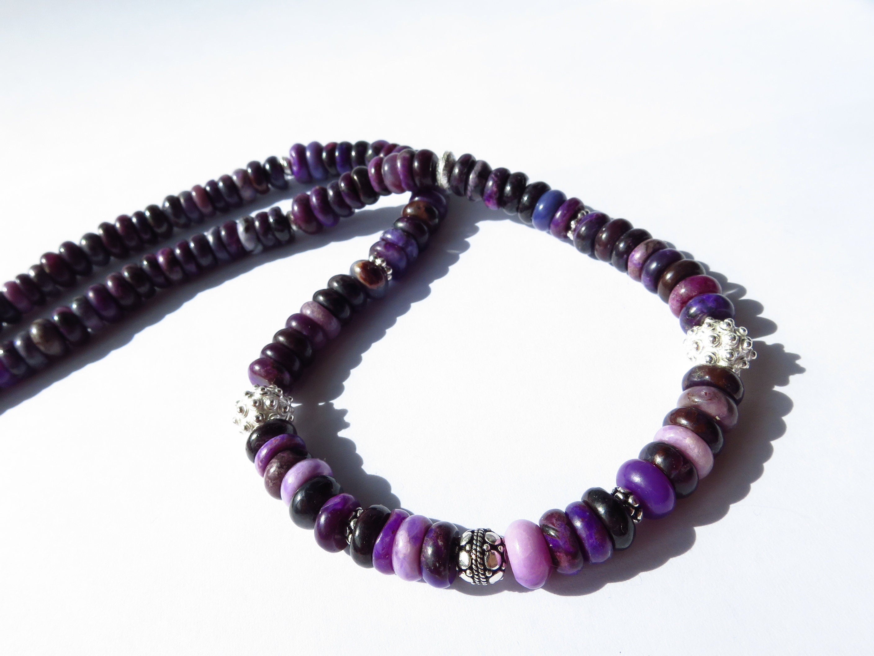 Sugilith Edelstein Kette unbehandelt Rondelle 7mm