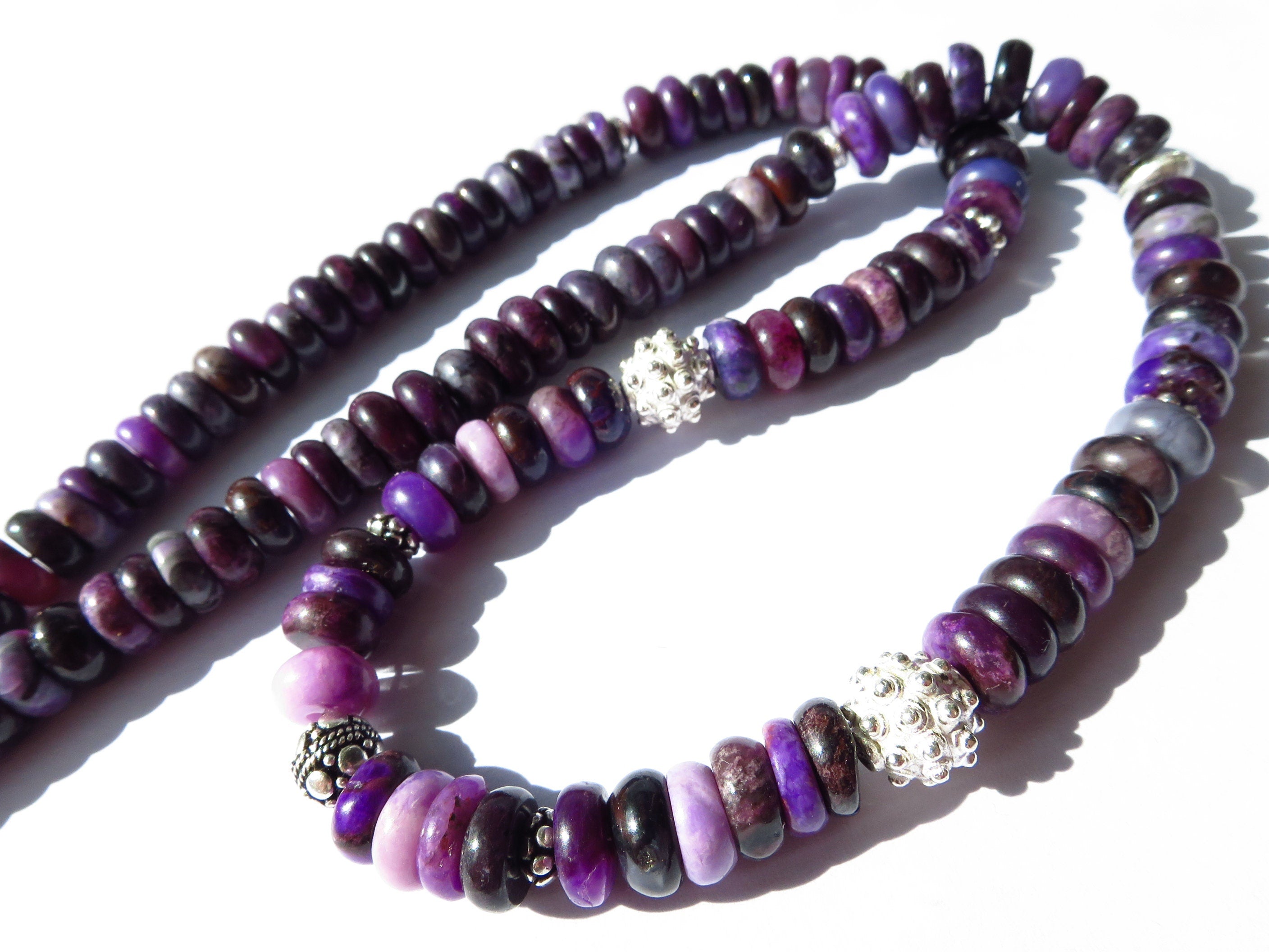 Sugilith Edelstein Kette unbehandelt Rondelle 7mm