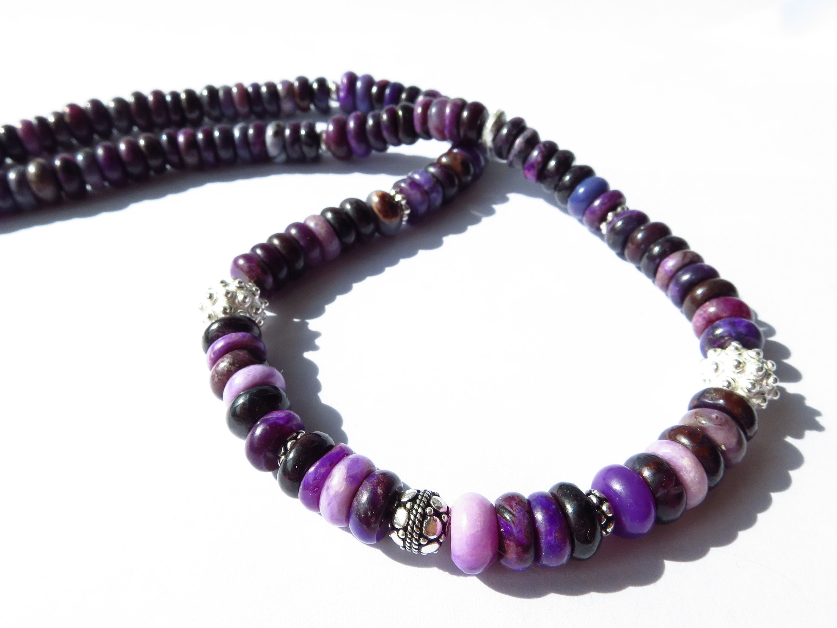 Sugilith Edelstein Kette unbehandelt Rondelle 7mm