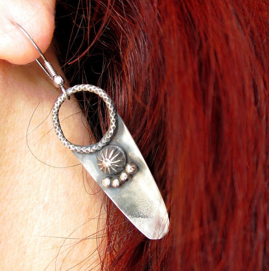 Fantastische Ohrringe Ohrstecker 925 Sterling Silber geschwärtzt Ethno tribal Ohrringe